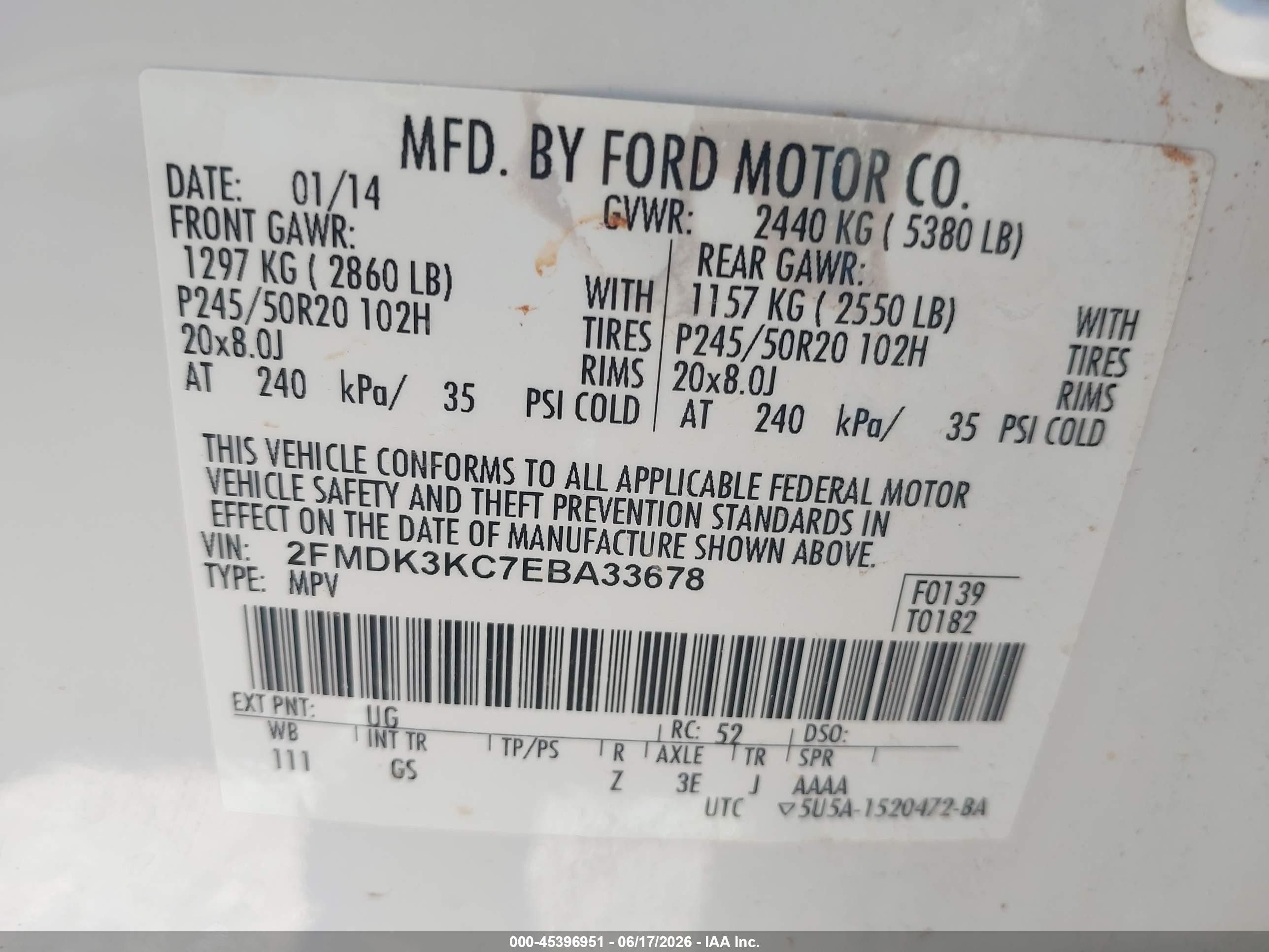 2014 Ford Edge Limited White vin: 2FMDK3KC7EBA33678