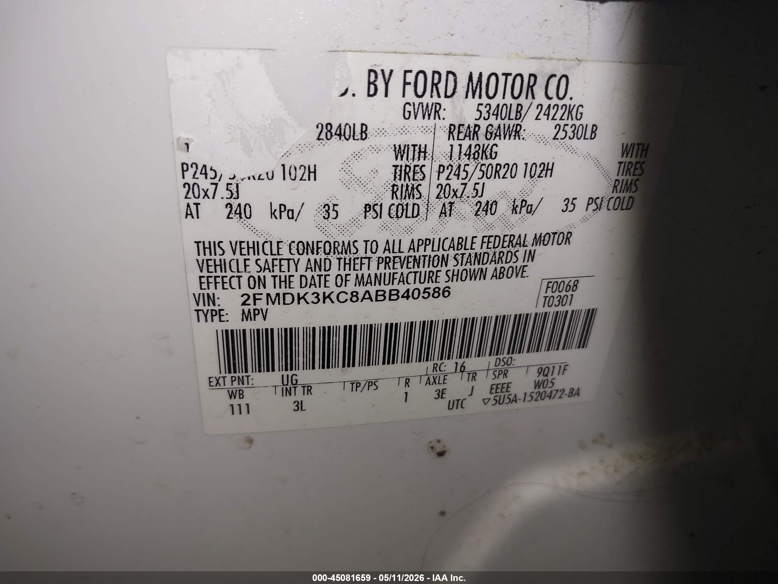 2010 Ford Edge Limited White vin: 2FMDK3KC8ABB40586