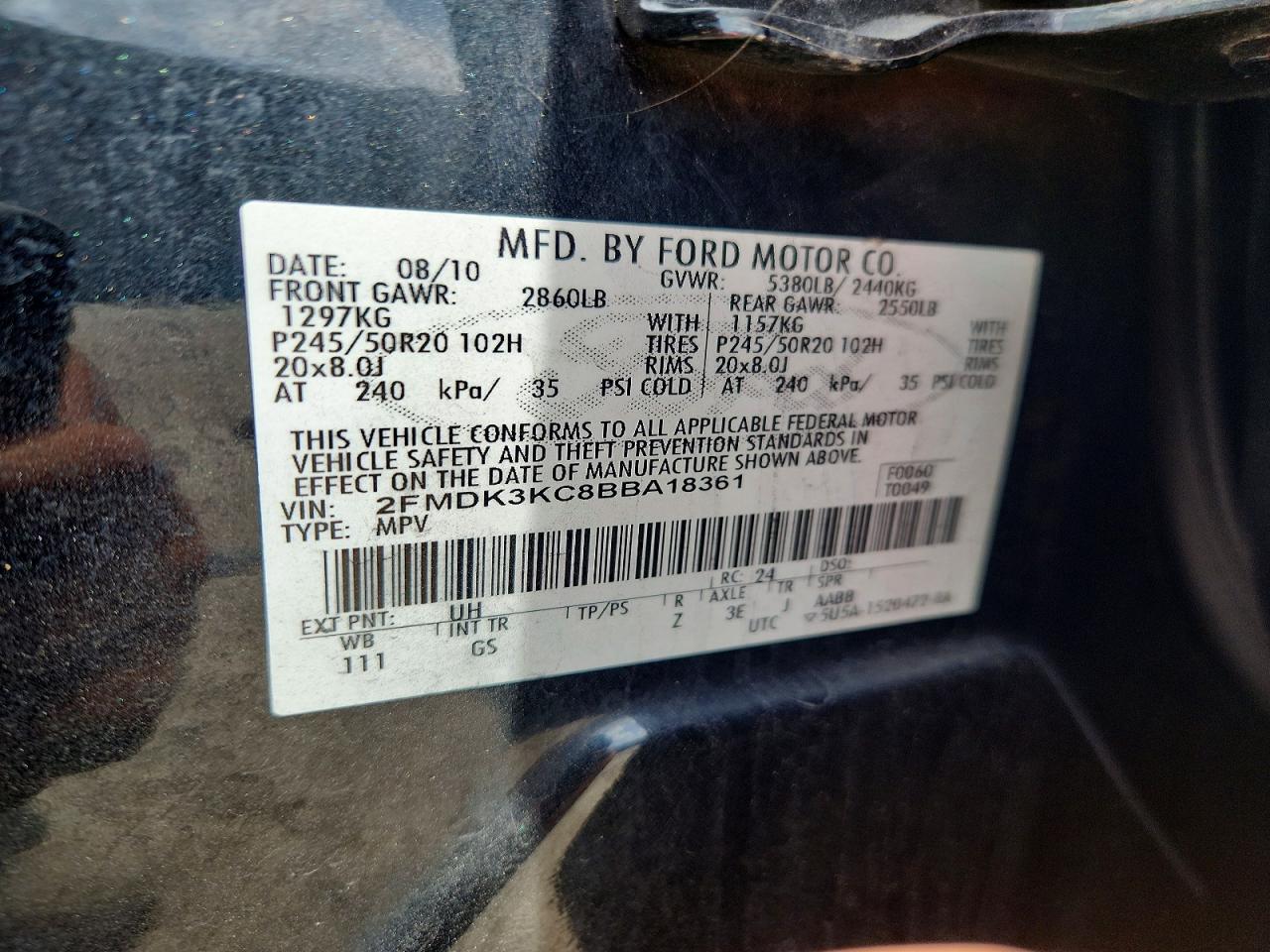 2011 Ford Edge Limited Black vin: 2FMDK3KC8BBA18361