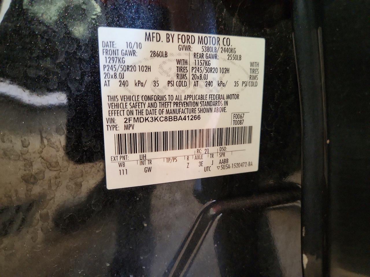 2011 Ford Edge Limited Черный vin: 2FMDK3KC8BBA41266