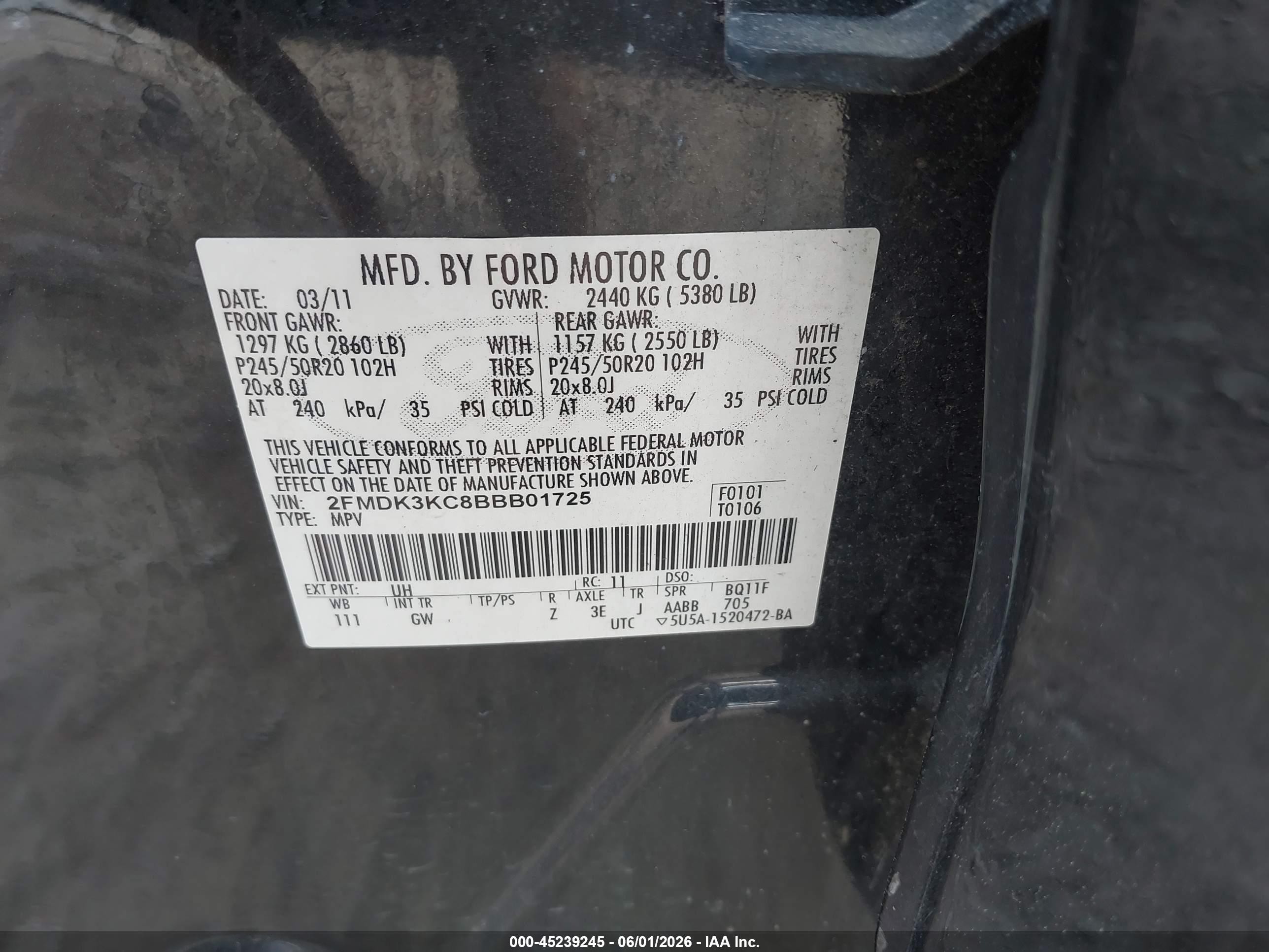 2011 Ford Edge Limited Gray vin: 2FMDK3KC8BBB01725