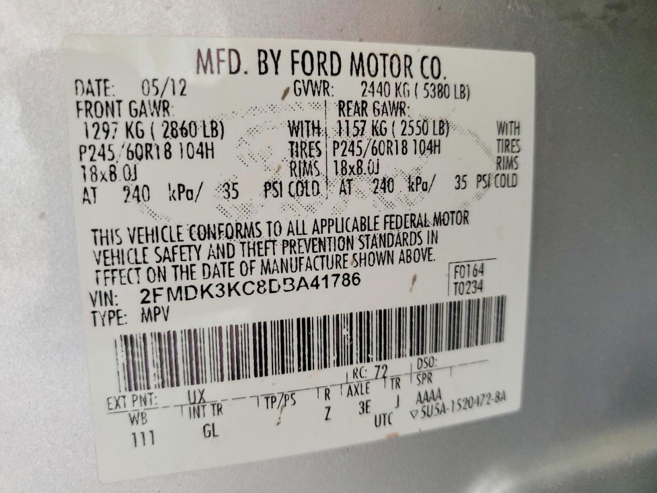 2013 Ford Edge Limited Gray vin: 2FMDK3KC8DBA41786