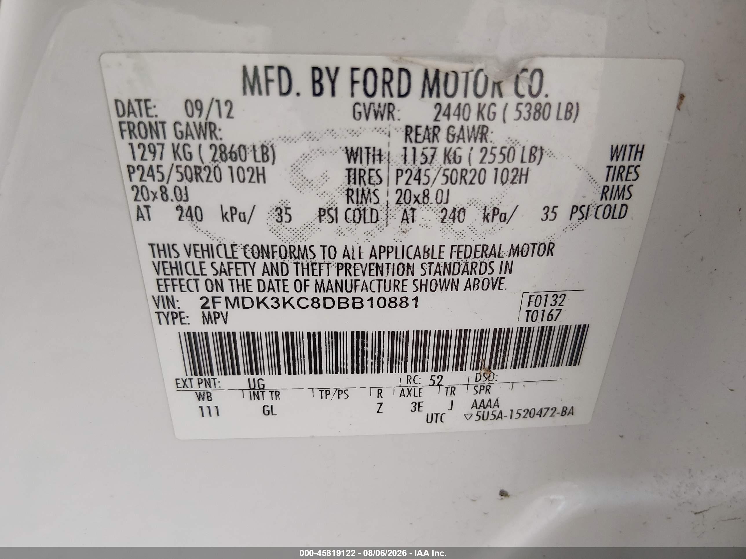 2013 Ford Edge Limited White vin: 2FMDK3KC8DBB10881
