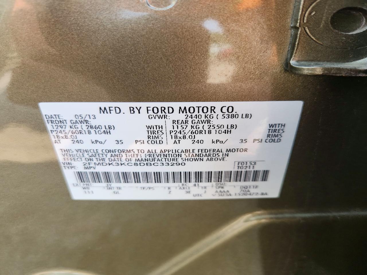 2013 Ford Edge Limited Green vin: 2FMDK3KC8DBC33290