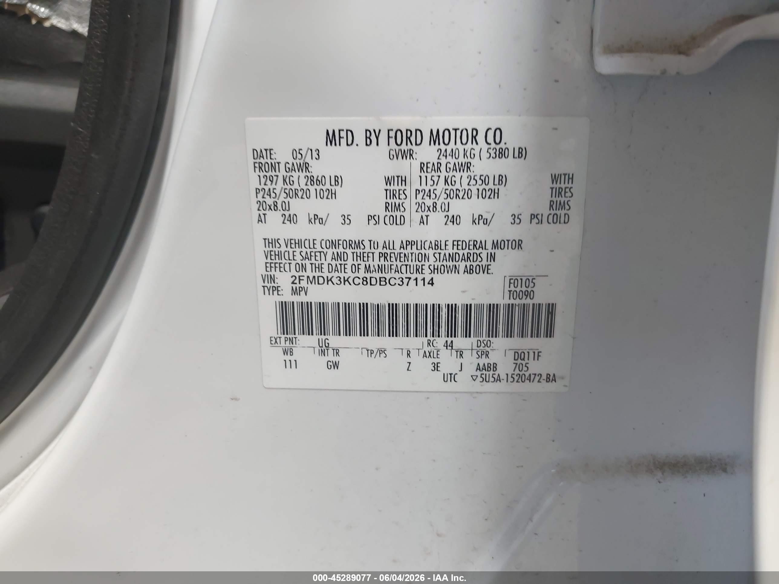 2013 Ford Edge Limited White vin: 2FMDK3KC8DBC37114