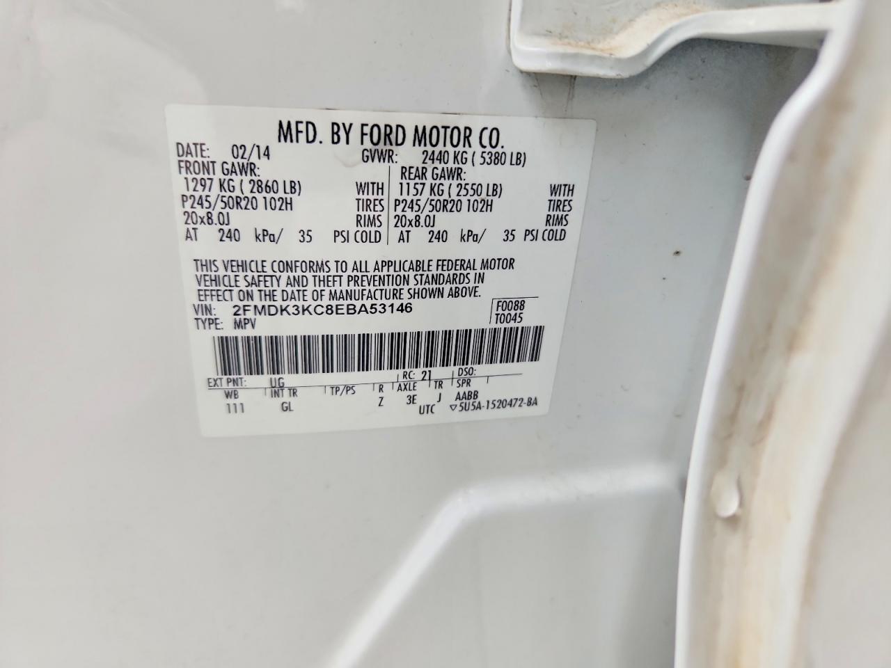 2014 Ford Edge Limited White vin: 2FMDK3KC8EBA53146