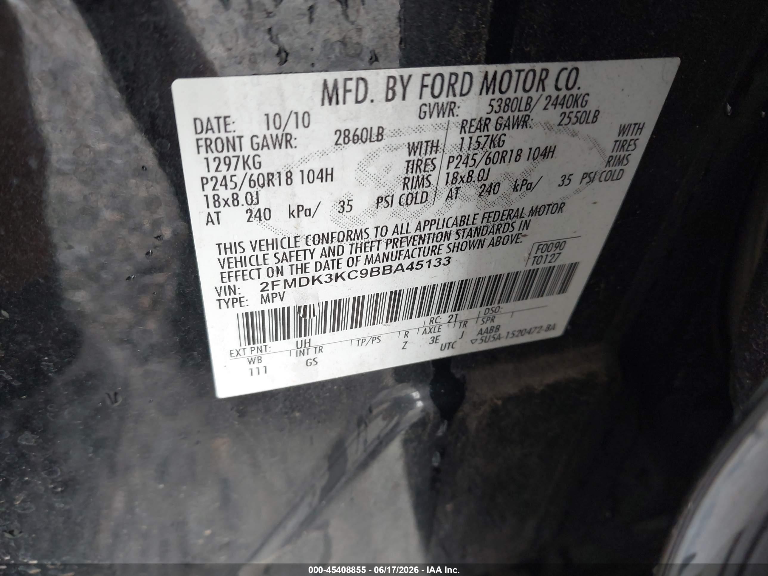 2011 Ford Edge Limited Black vin: 2FMDK3KC9BBA45133