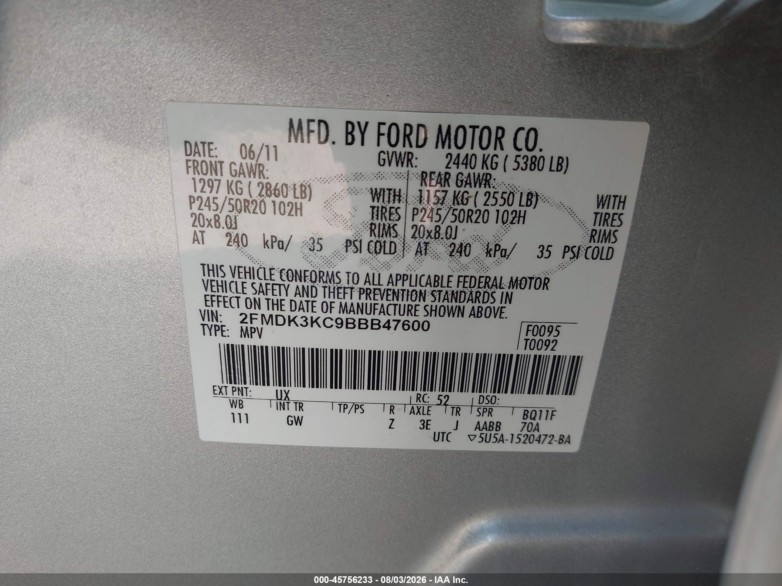 2011 Ford Edge Limited Silver vin: 2FMDK3KC9BBB47600