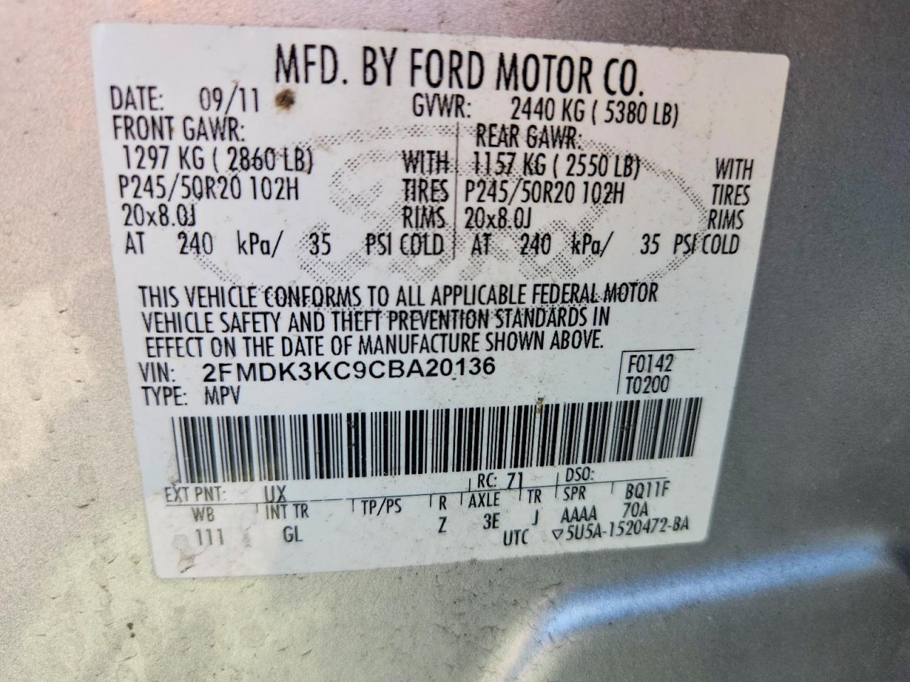 2012 Ford Edge Limited Silver vin: 2FMDK3KC9CBA20136