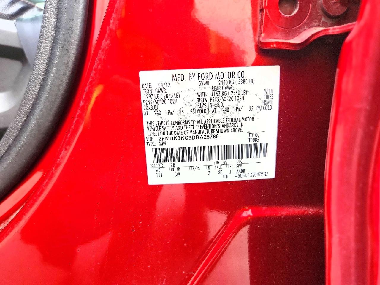 2013 Ford Edge Limited Red vin: 2FMDK3KC9DBA25788