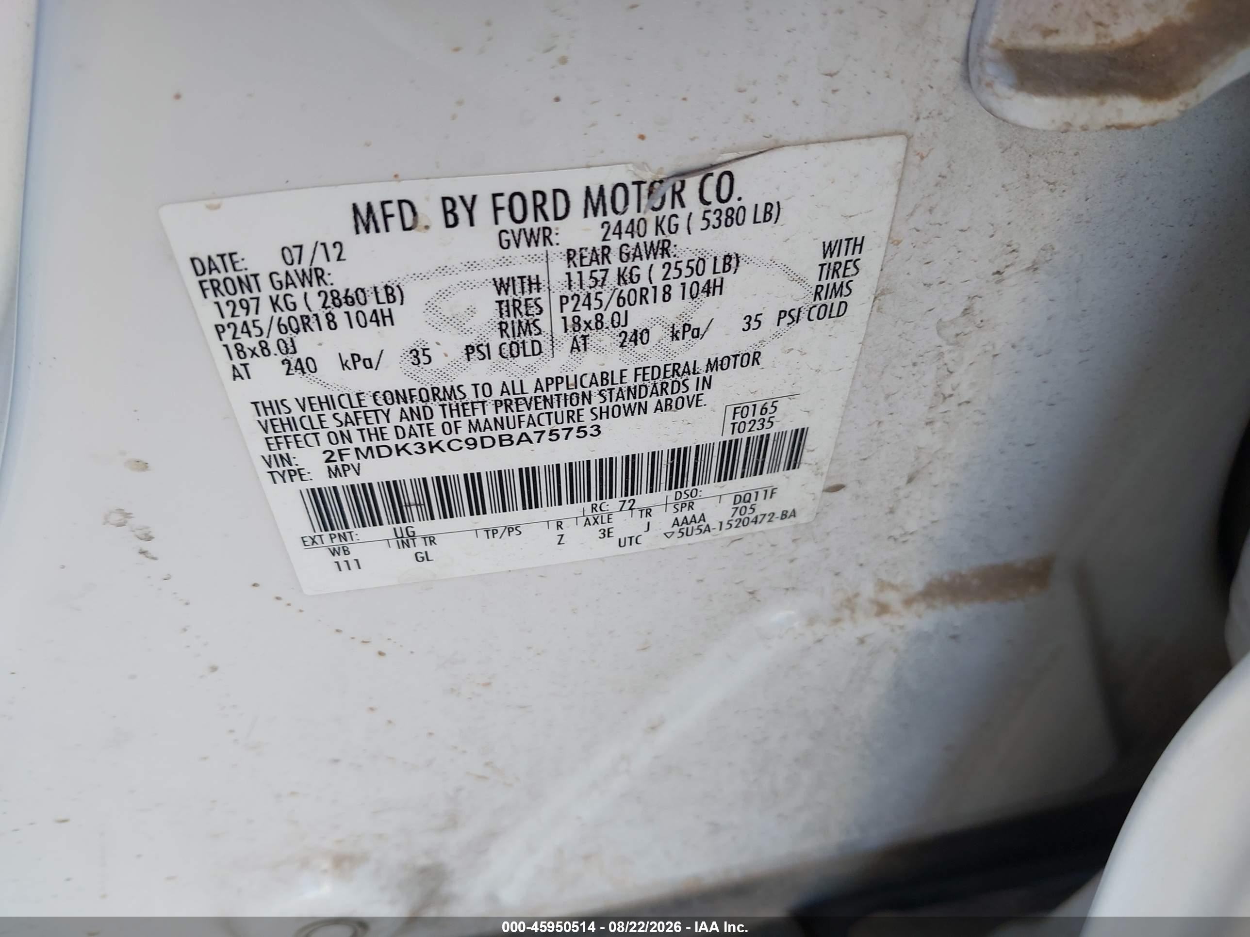2013 Ford Edge Limited White vin: 2FMDK3KC9DBA75753