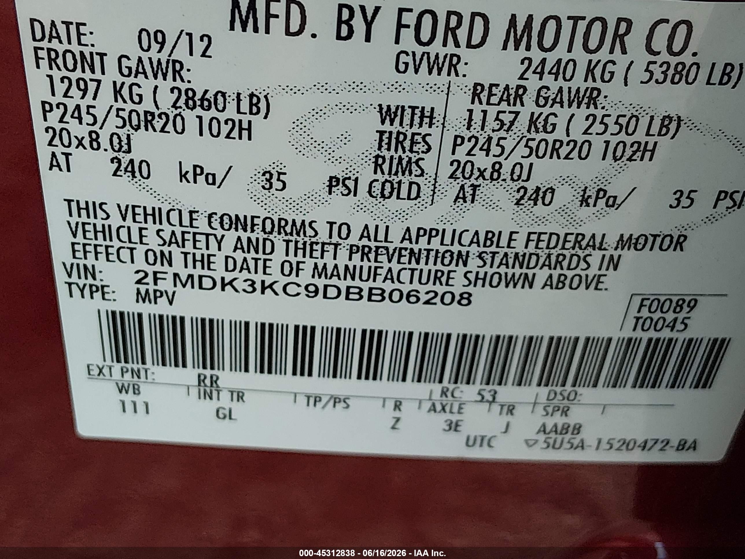 2013 Ford Edge Limited Burgundy vin: 2FMDK3KC9DBB06208