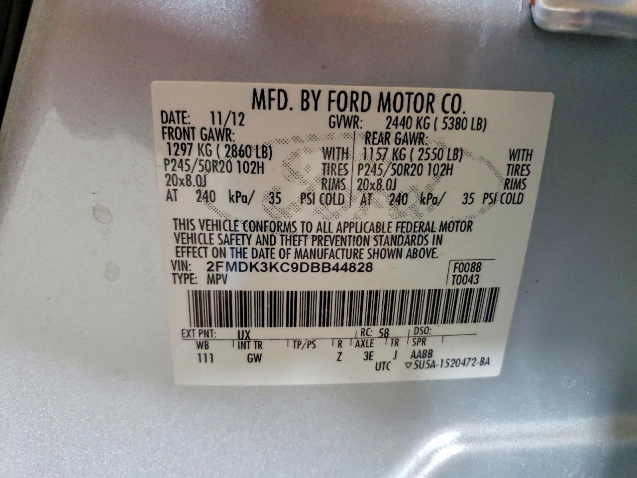 2013 Ford Edge Limited Silver vin: 2FMDK3KC9DBB44828
