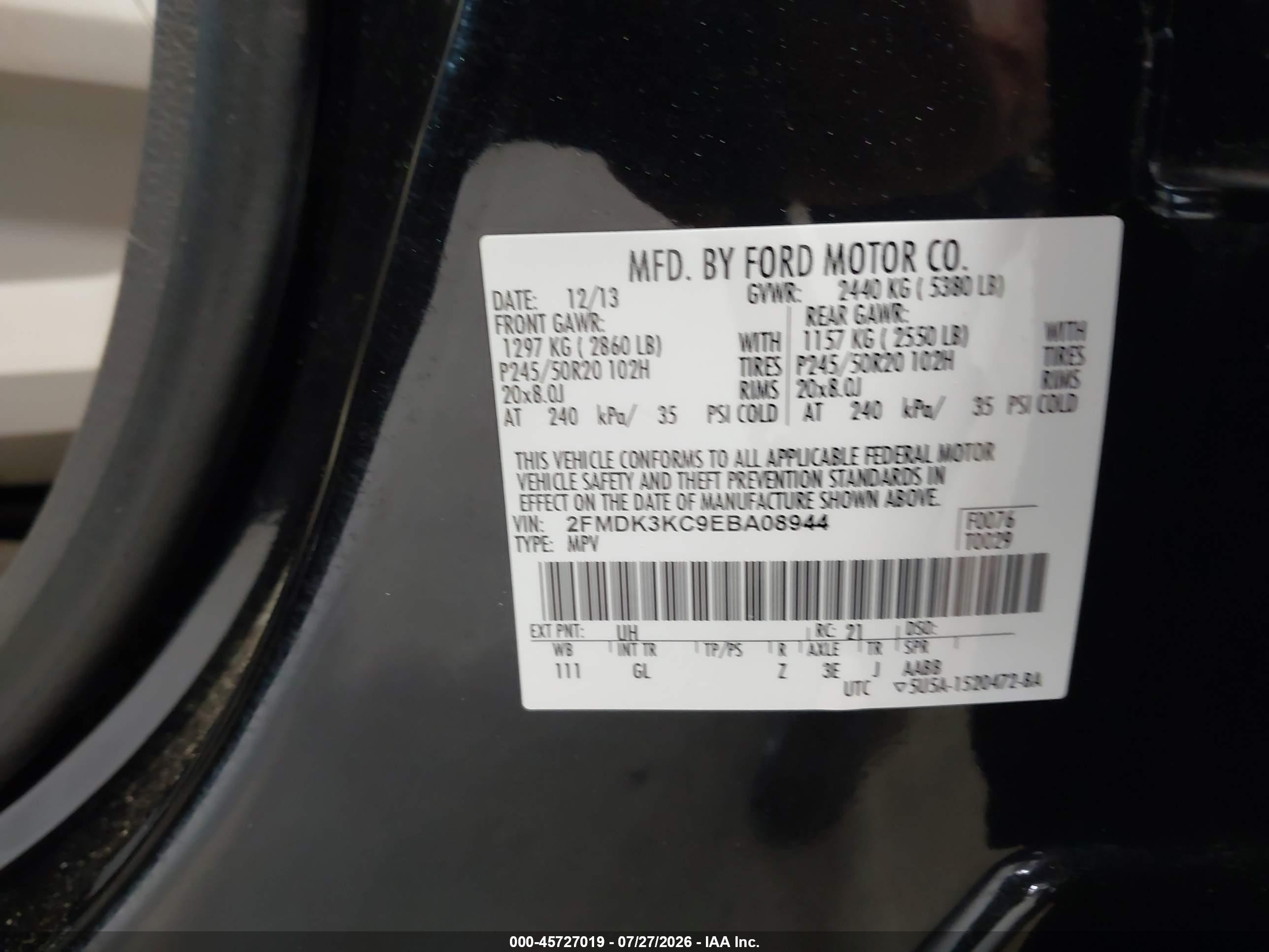 2014 Ford Edge Limited Black vin: 2FMDK3KC9EBA08944