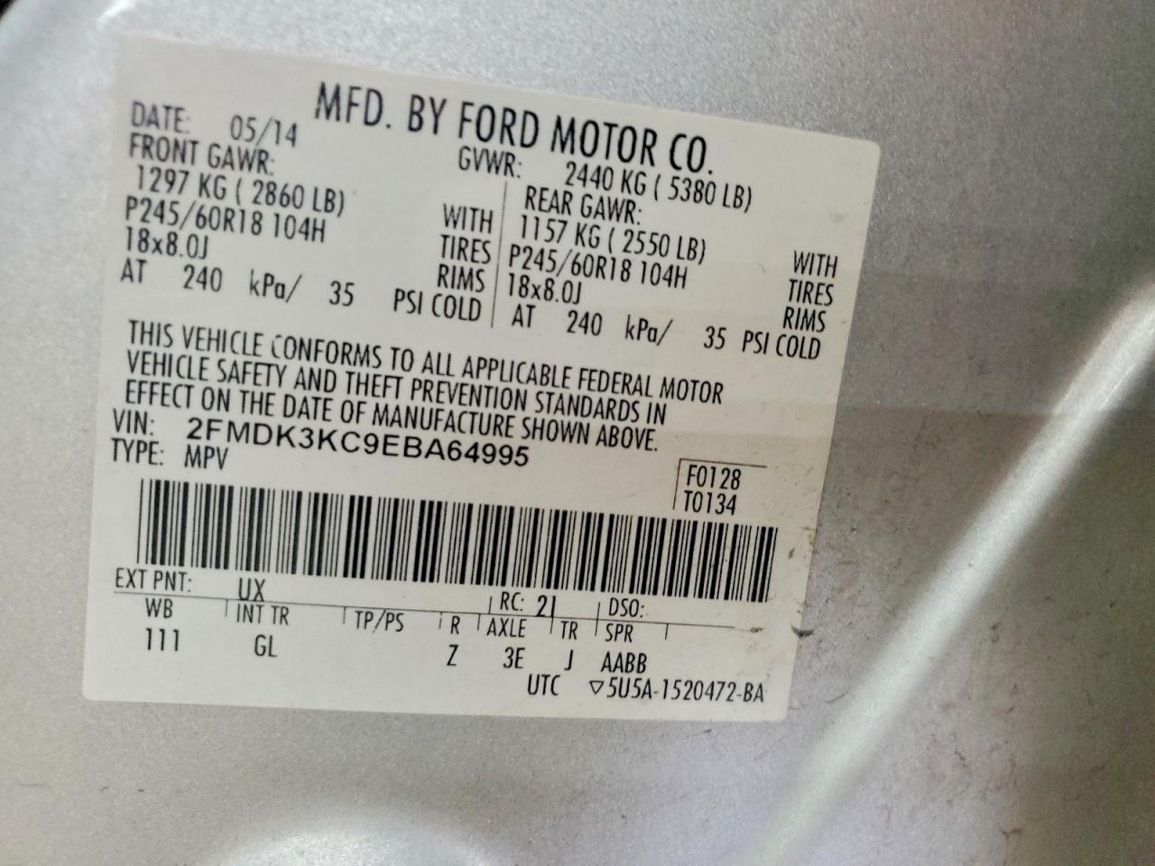 2014 Ford Edge Limited Silver vin: 2FMDK3KC9EBA64995