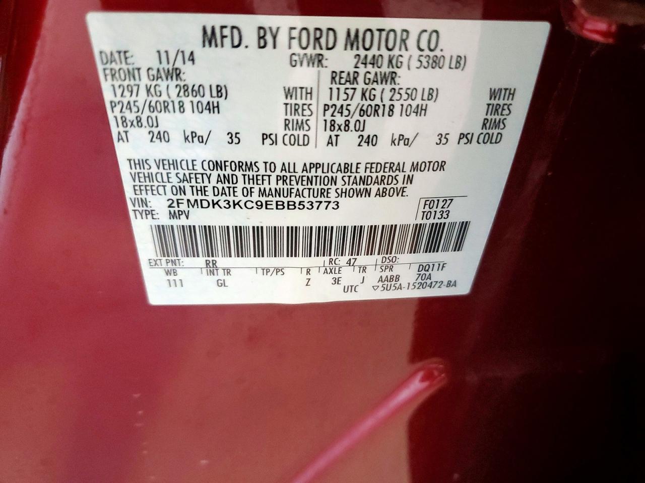 2014 Ford Edge Limited Red vin: 2FMDK3KC9EBB53773