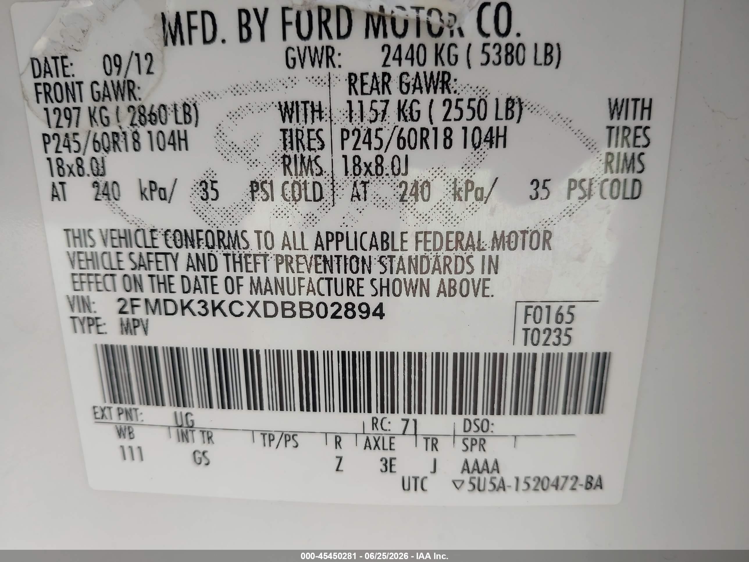 2013 Ford Edge Limited White vin: 2FMDK3KCXDBB02894