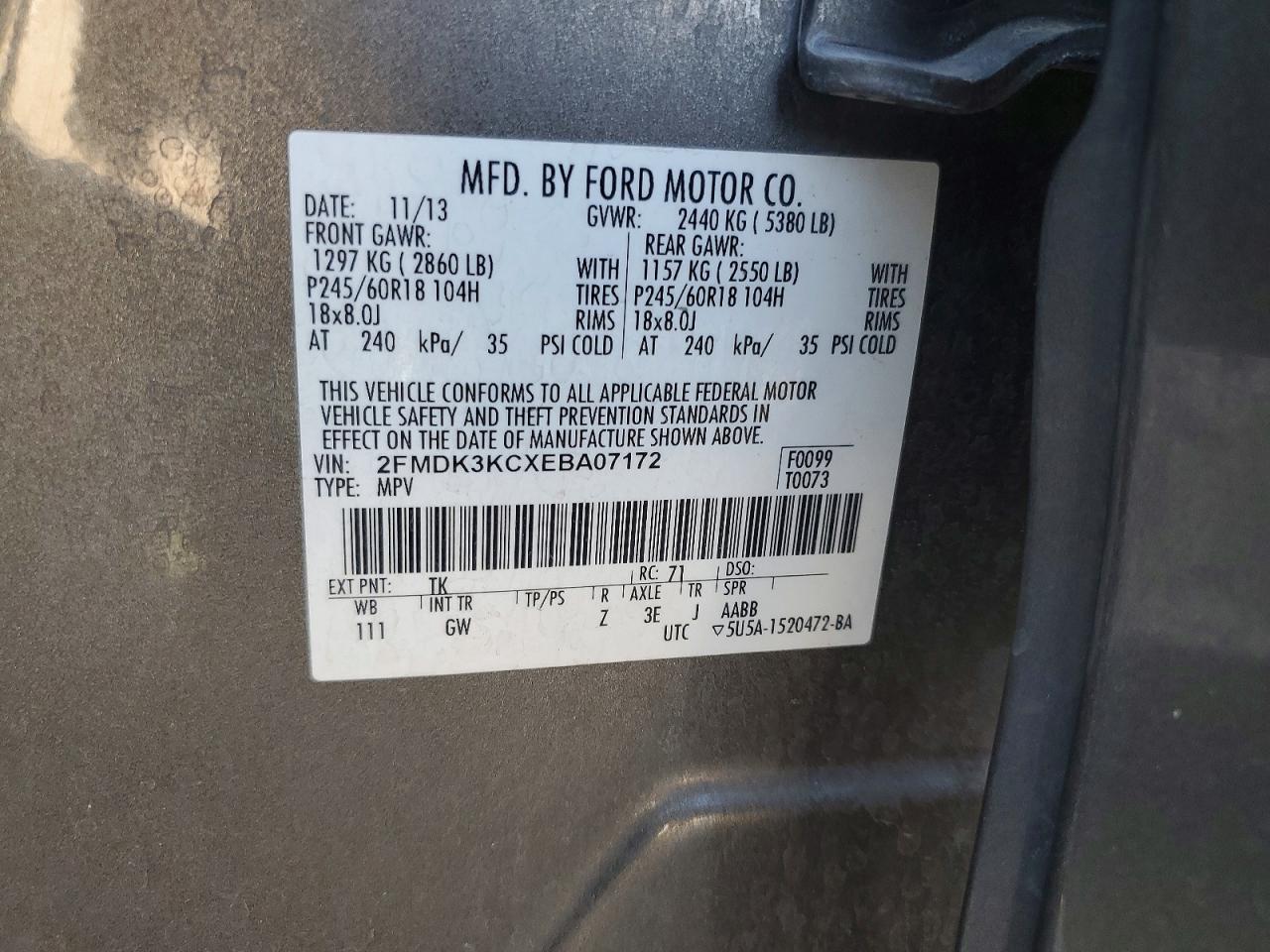 2014 Ford Edge Limited Gray vin: 2FMDK3KCXEBA07172