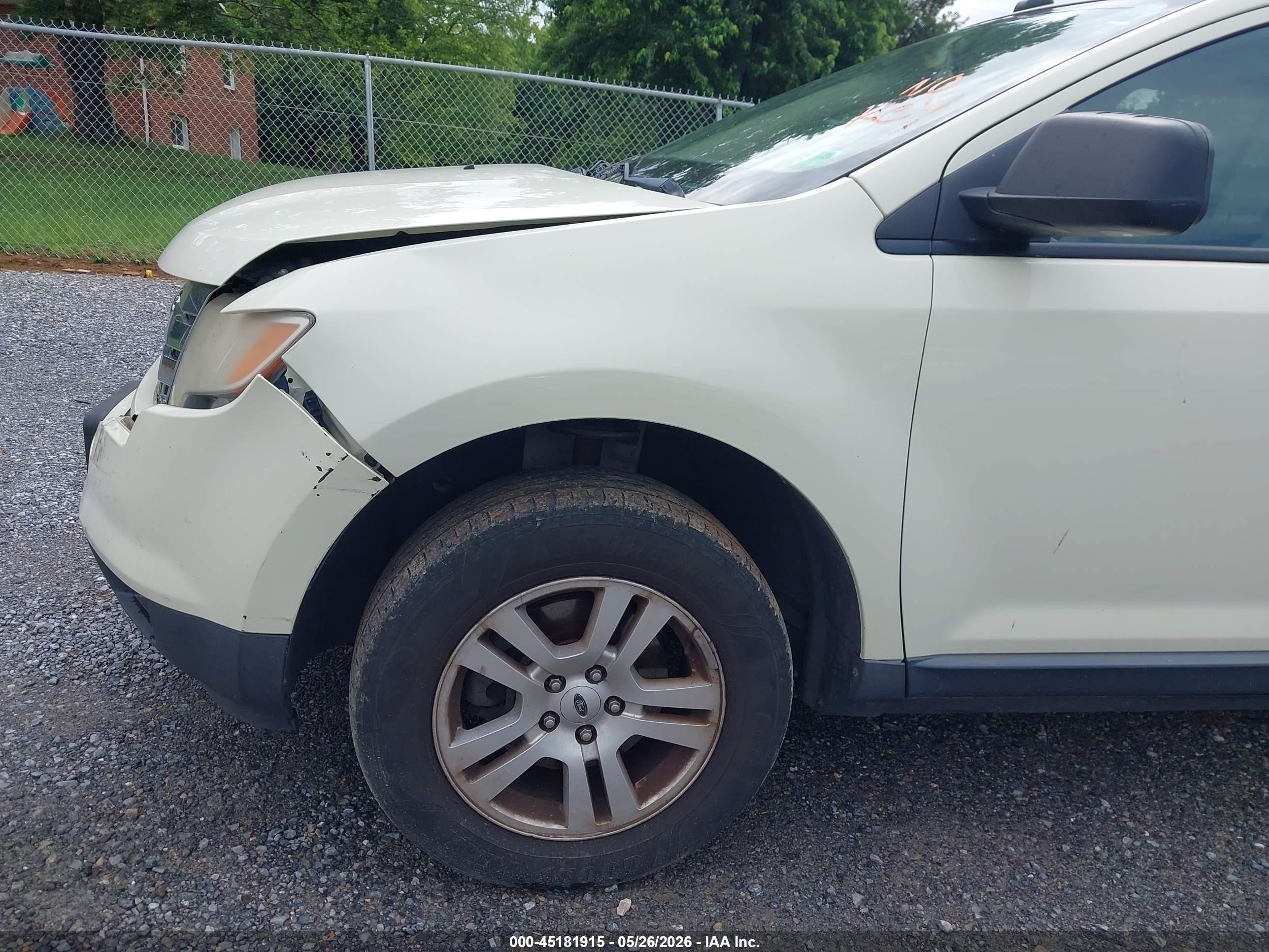 2007 Ford Edge Se White vin: 2FMDK46C97BB29881