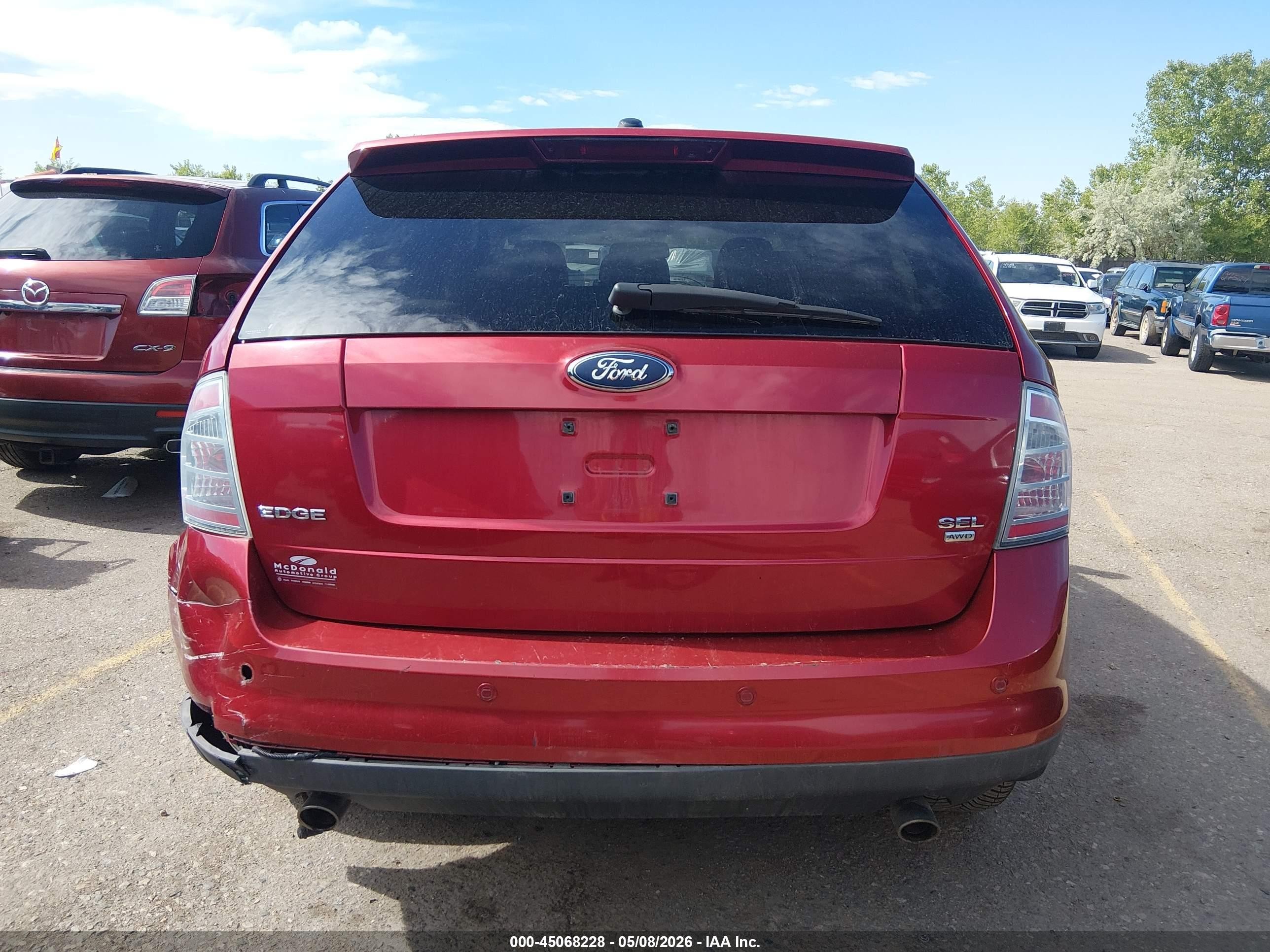 2007 Ford Edge Sel Red vin: 2FMDK48C07BA69504