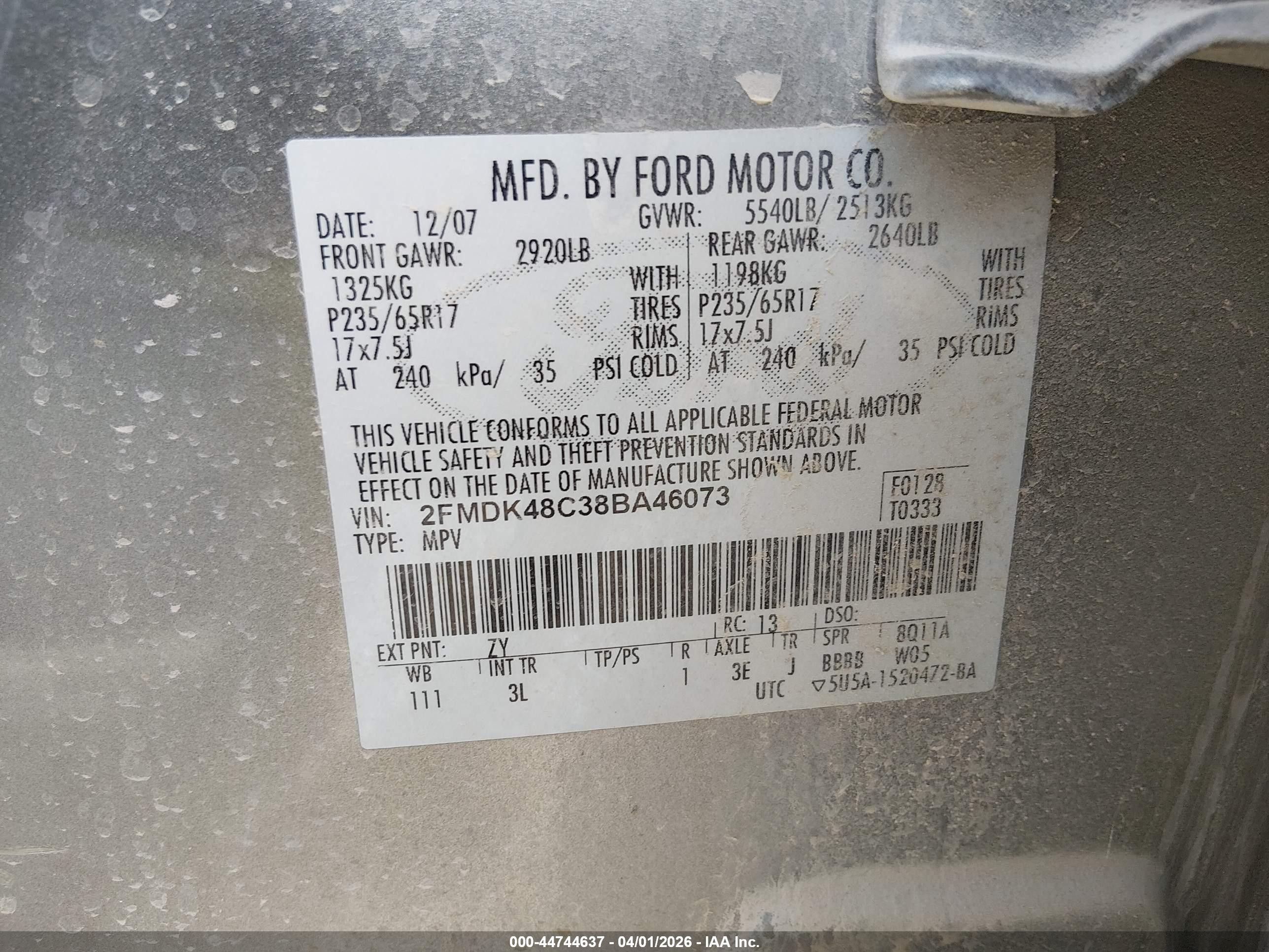 2008 Ford Edge Sel Silver vin: 2FMDK48C38BA46073
