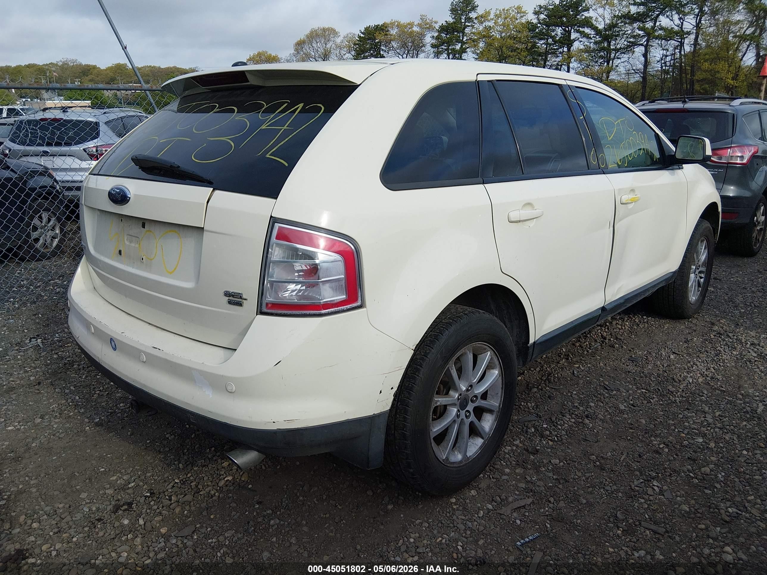2007 Ford Edge Sel White vin: 2FMDK48C97BB62053
