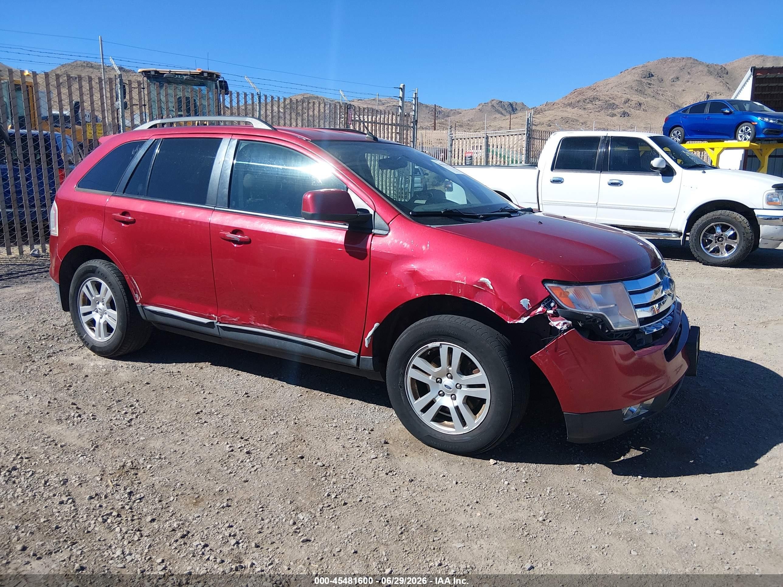 2008 Ford Edge Sel Red vin: 2FMDK48CX8BB14353