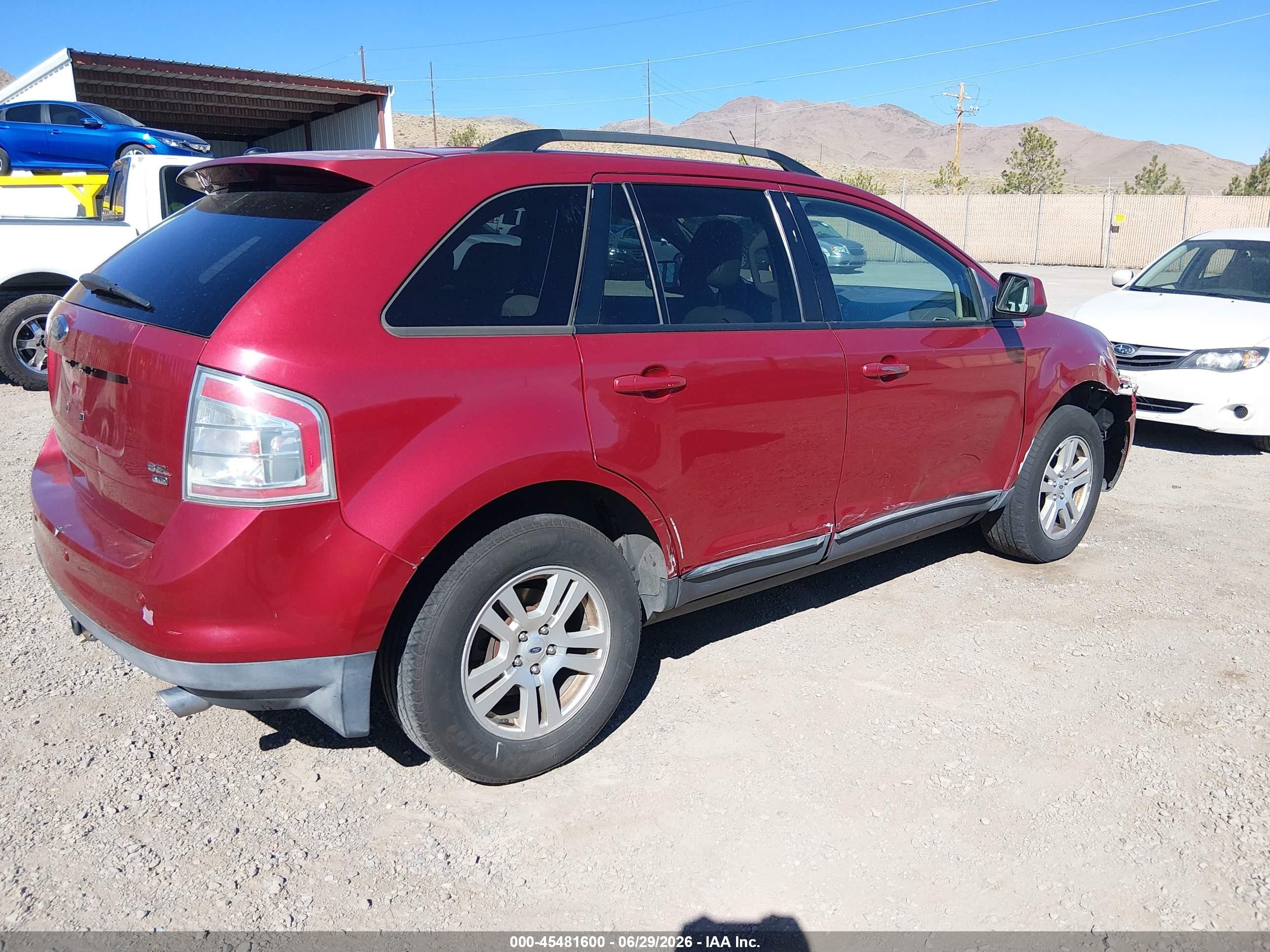2008 Ford Edge Sel Red vin: 2FMDK48CX8BB14353