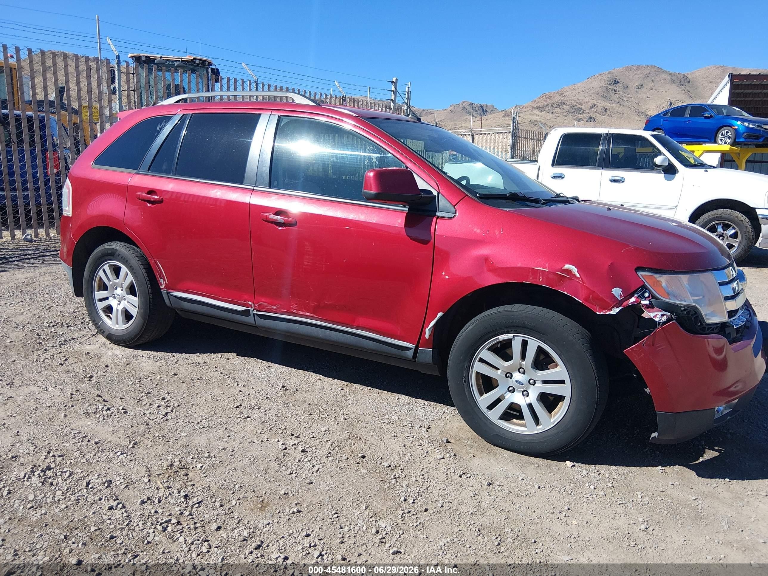 2008 Ford Edge Sel Red vin: 2FMDK48CX8BB14353