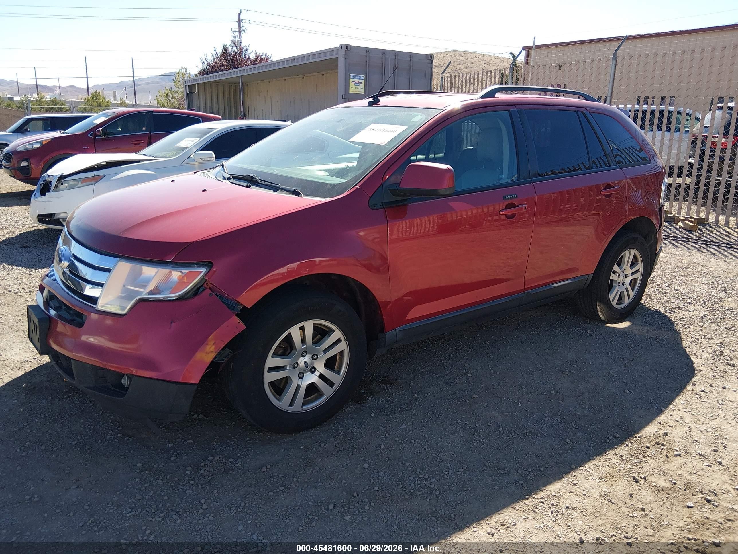 2008 Ford Edge Sel Red vin: 2FMDK48CX8BB14353