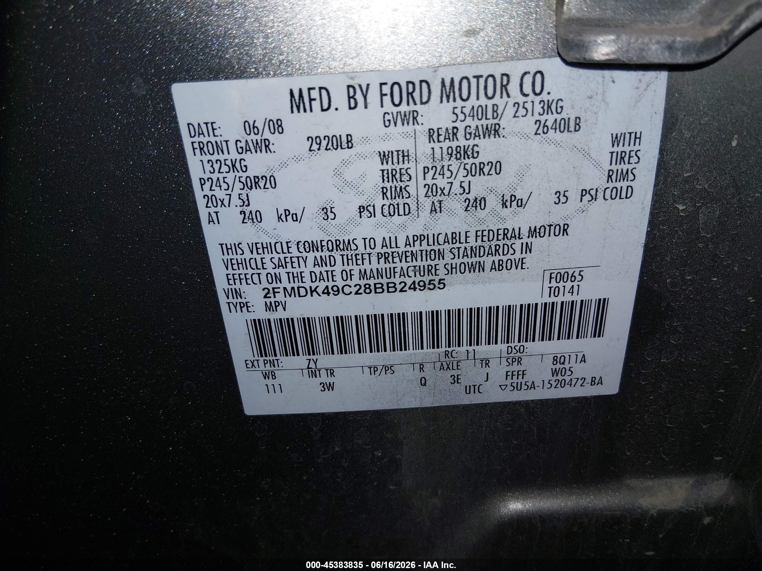 2008 Ford Edge Limited Silver vin: 2FMDK49C28BB24955