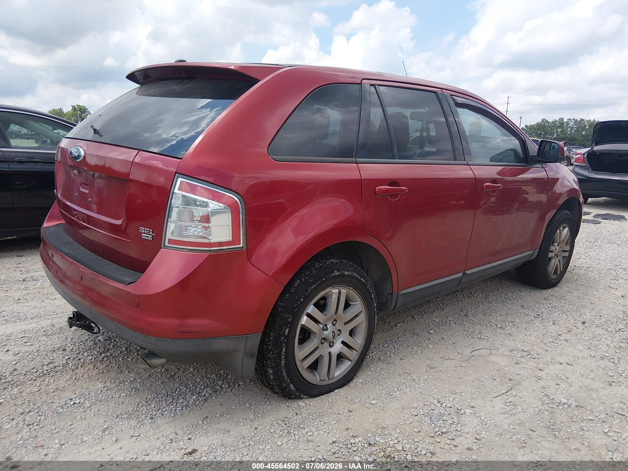 2007 Ford Edge Sel Plus Red vin: 2FMDK49C37BB66579