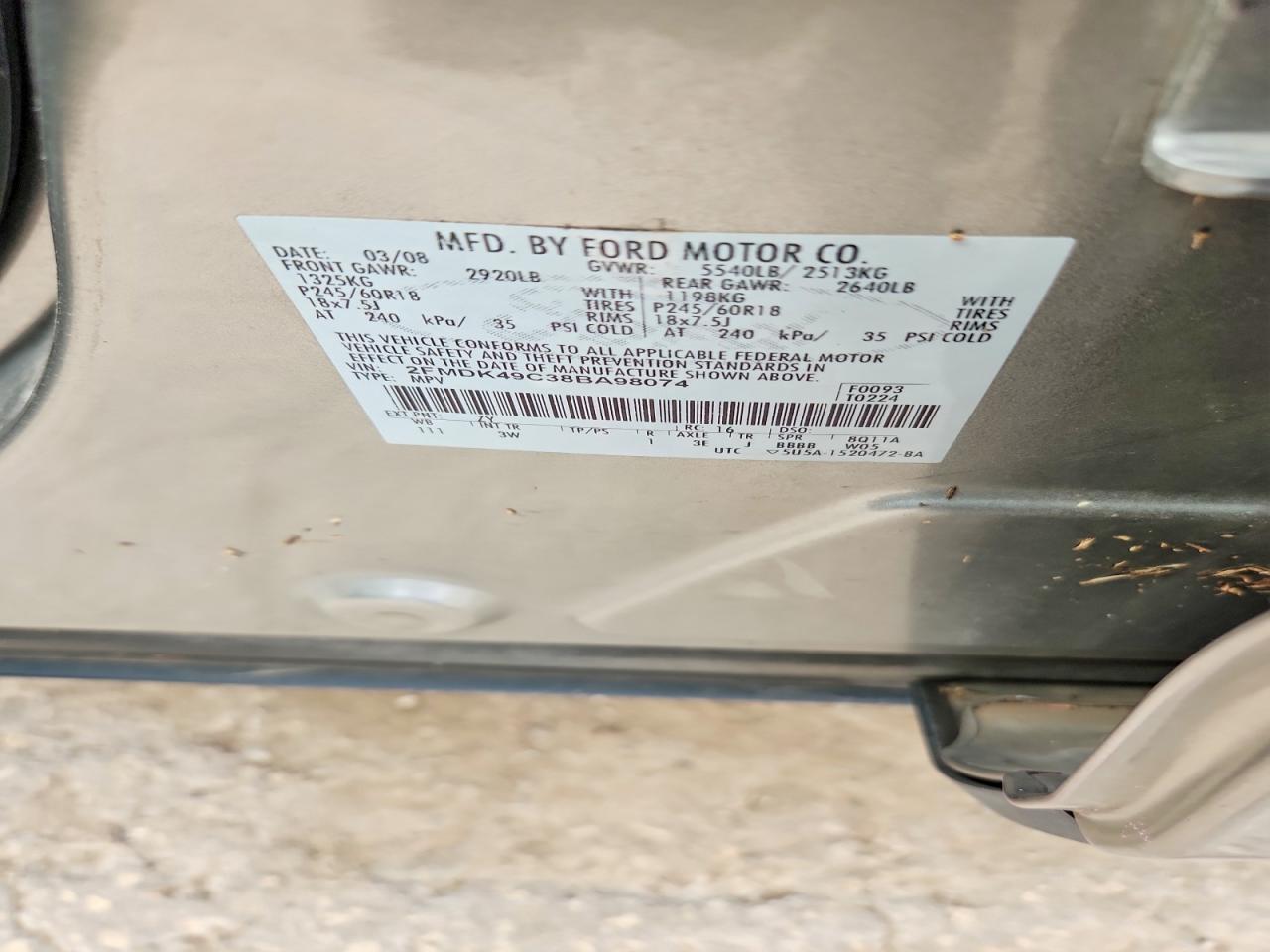 2008 Ford Edge Limited Silver vin: 2FMDK49C38BA98074