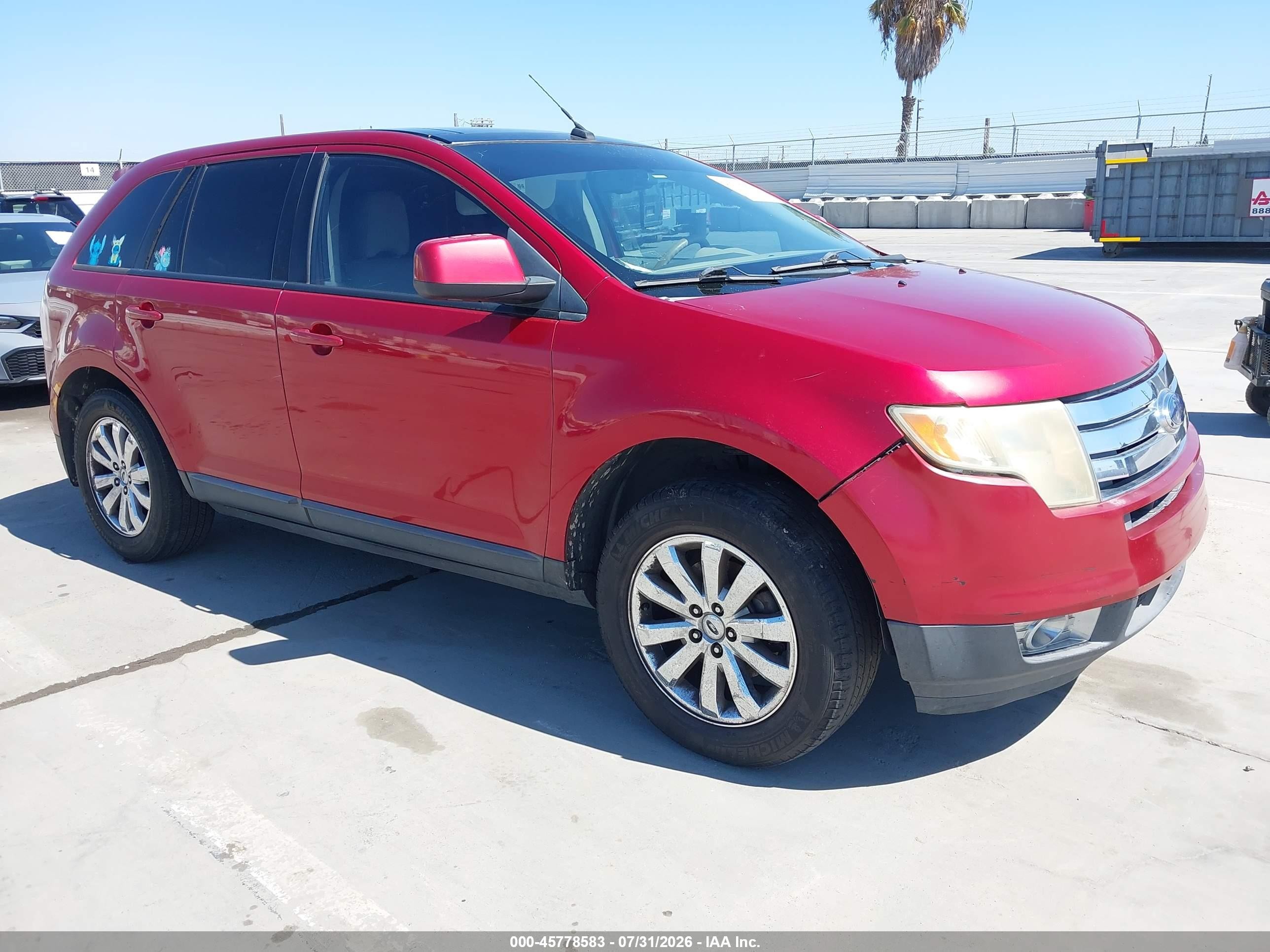 2007 Ford Edge Sel Plus Бордовый vin: 2FMDK49C67BB43457