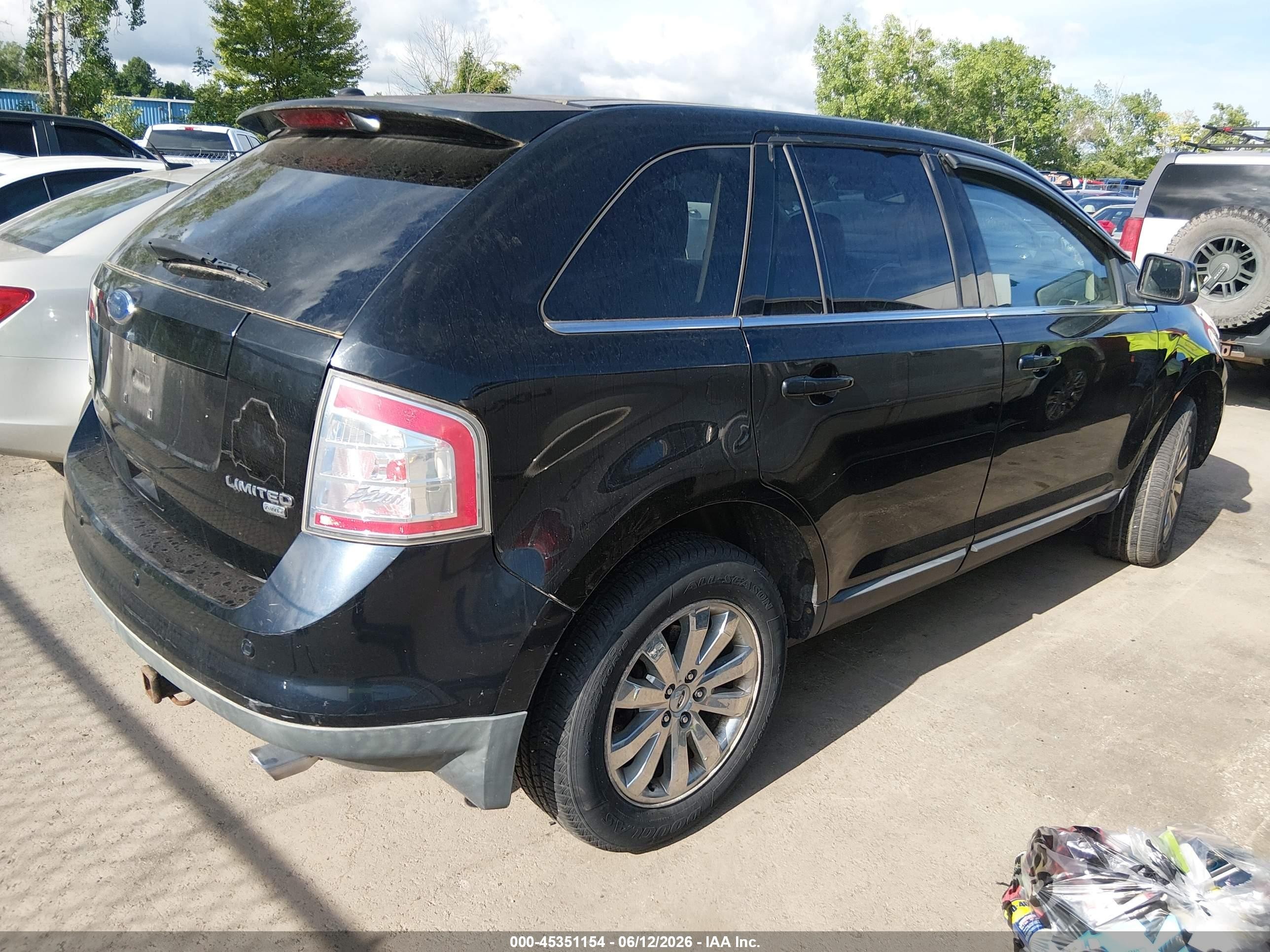 2008 Ford Edge Limited Black vin: 2FMDK49C68BA86176