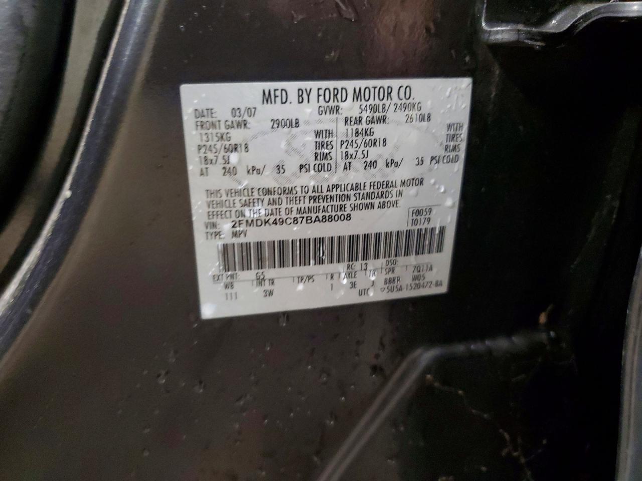 2007 Ford Edge Sel Plus Gray vin: 2FMDK49C87BA88008