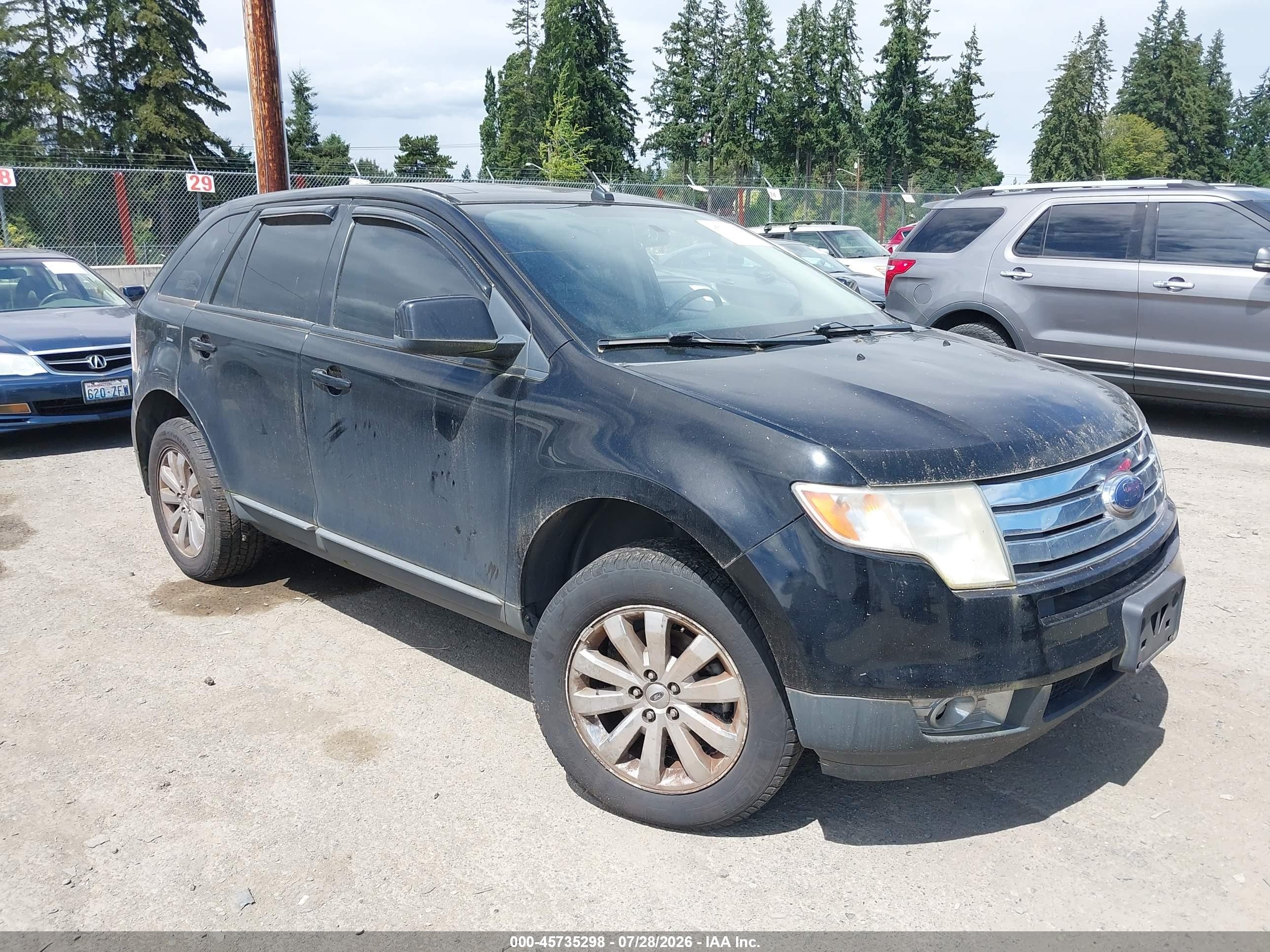 2007 Ford Edge Sel Plus Black vin: 2FMDK49CX7BA64292