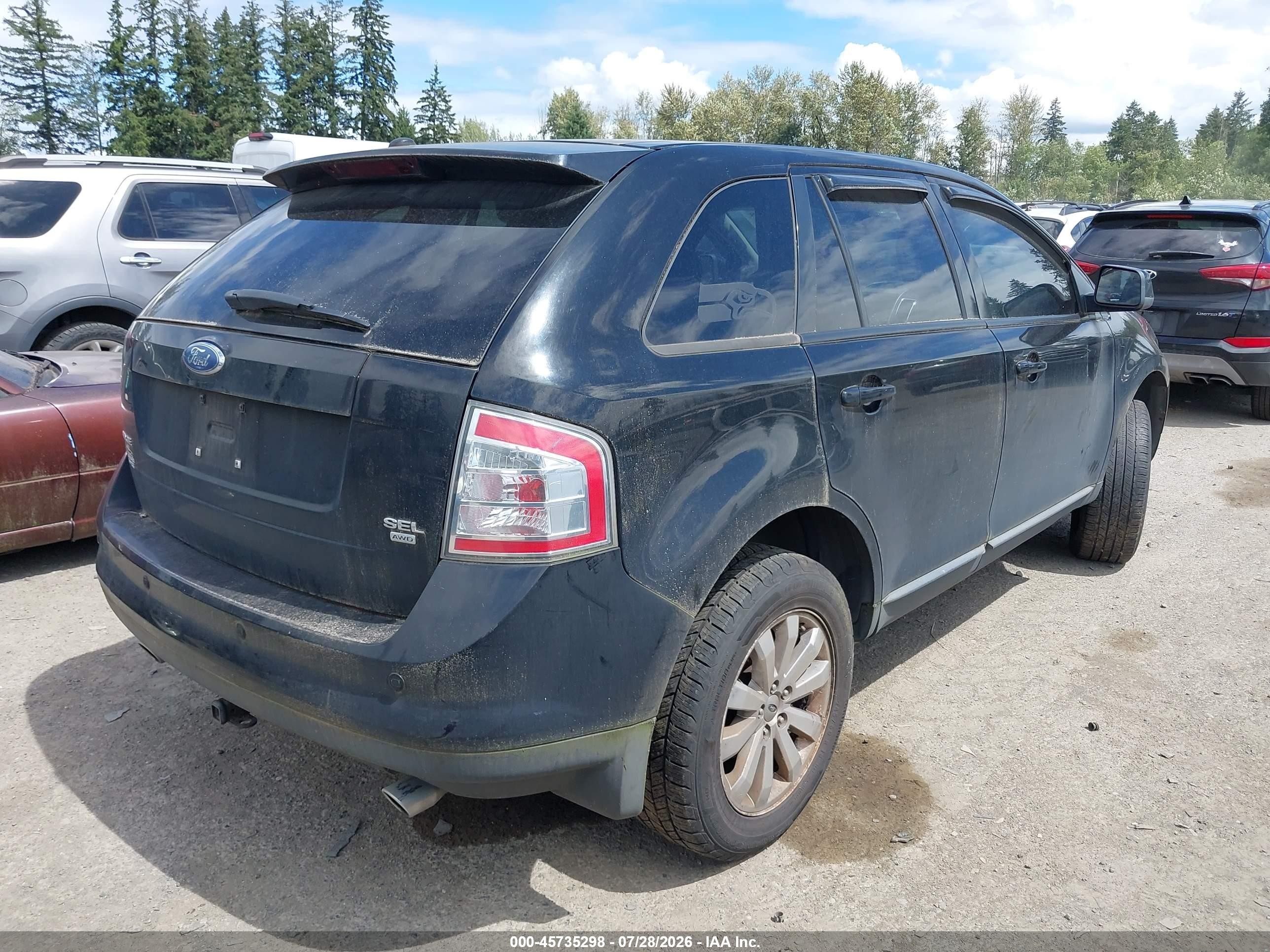 2007 Ford Edge Sel Plus Black vin: 2FMDK49CX7BA64292