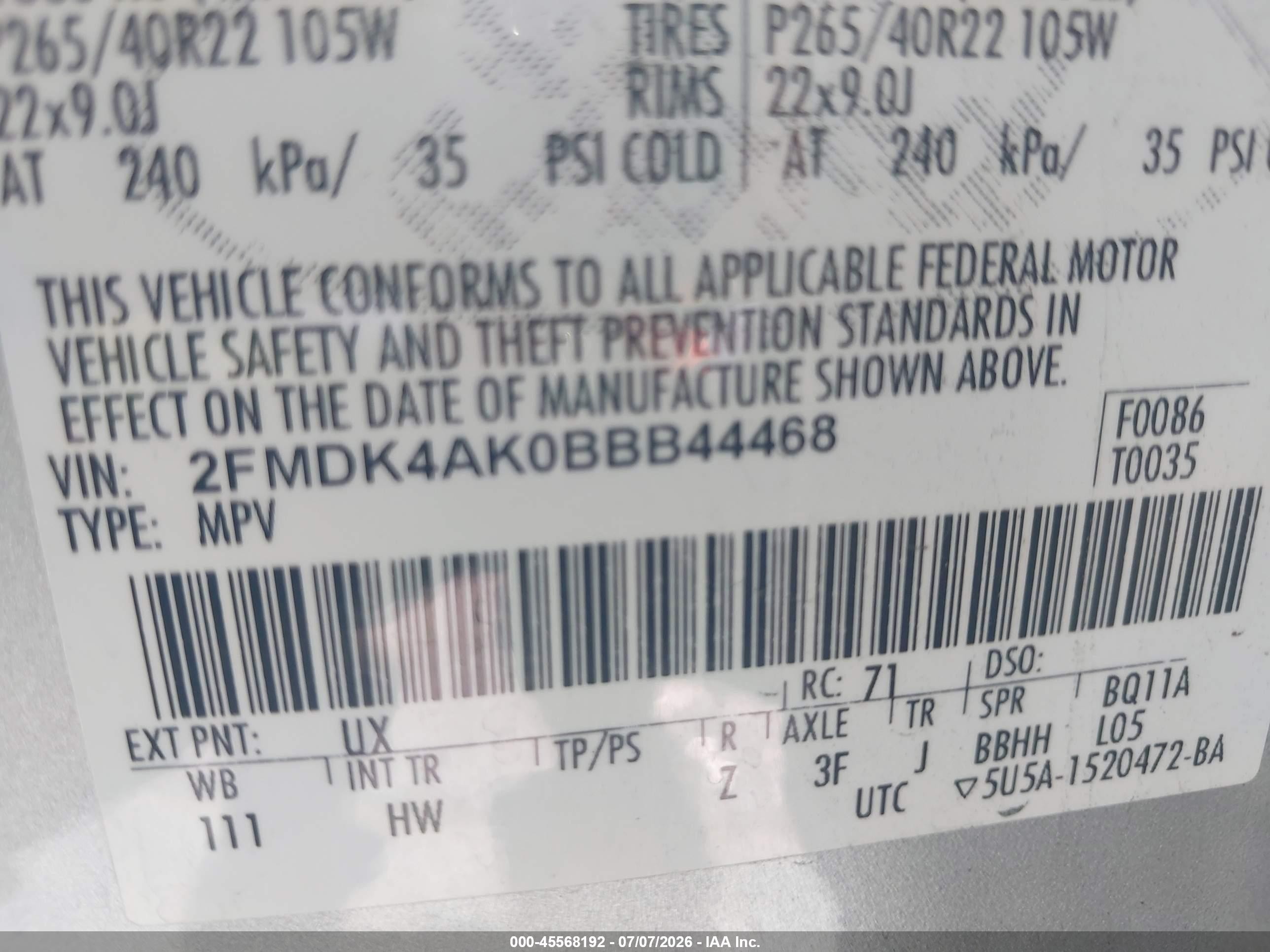 2011 Ford Edge Sport Серебряный vin: 2FMDK4AK0BBB44468