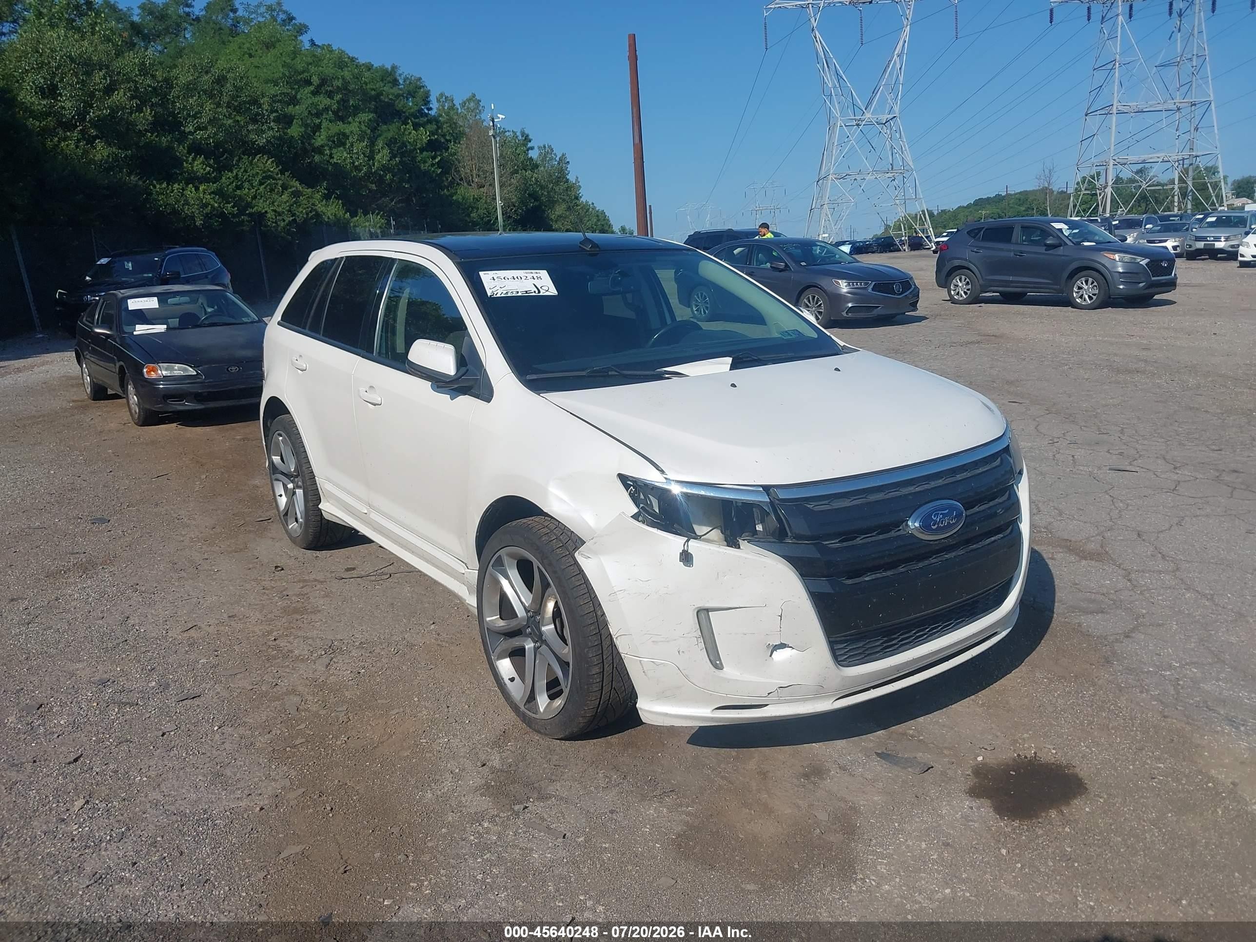 2013 Ford Edge Sport White vin: 2FMDK4AK0DBC52785