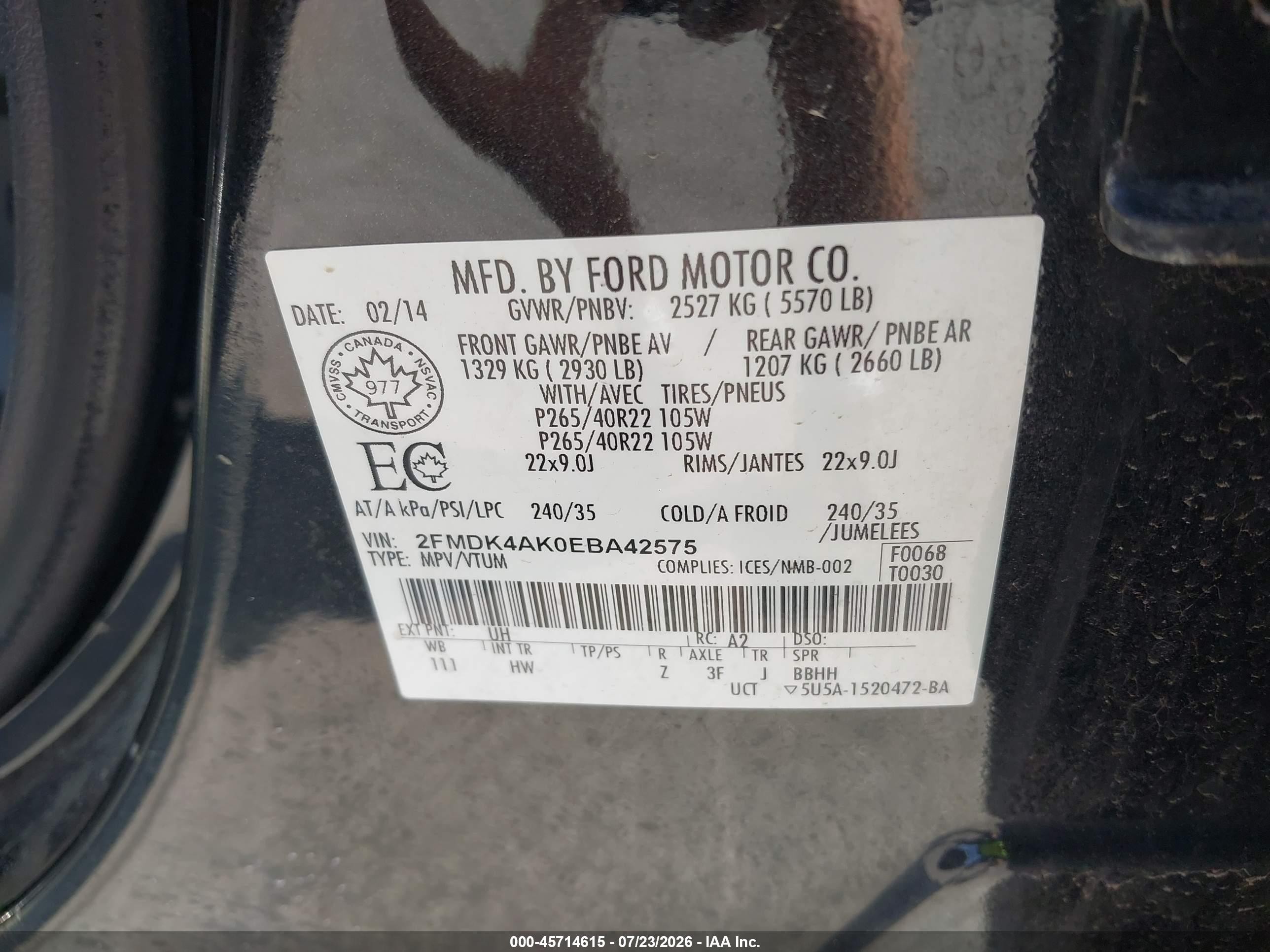 2014 Ford Edge Sport Black vin: 2FMDK4AK0EBA42575