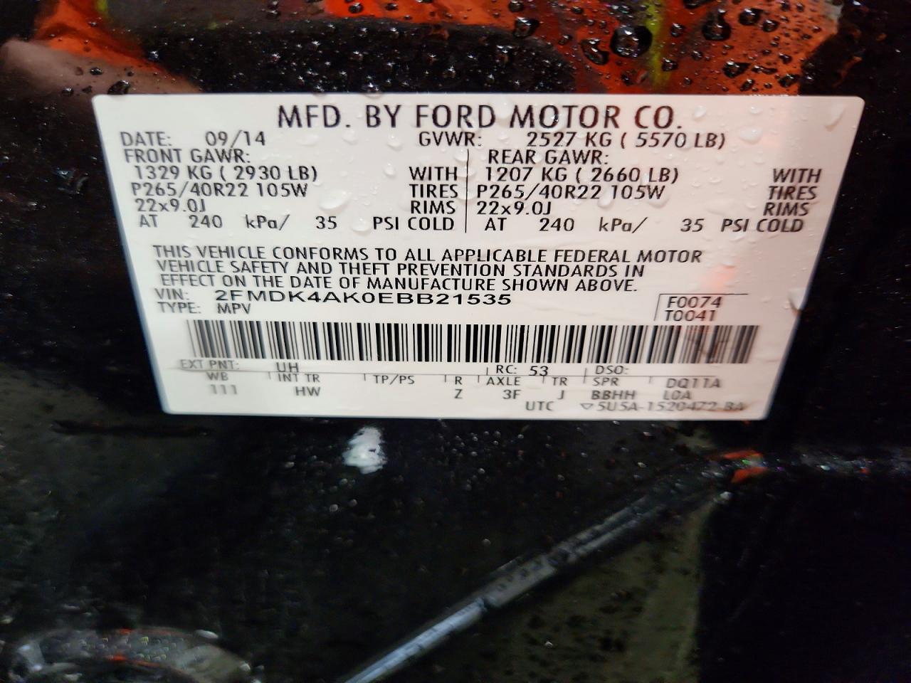 2014 Ford Edge Sport Black vin: 2FMDK4AK0EBB21535