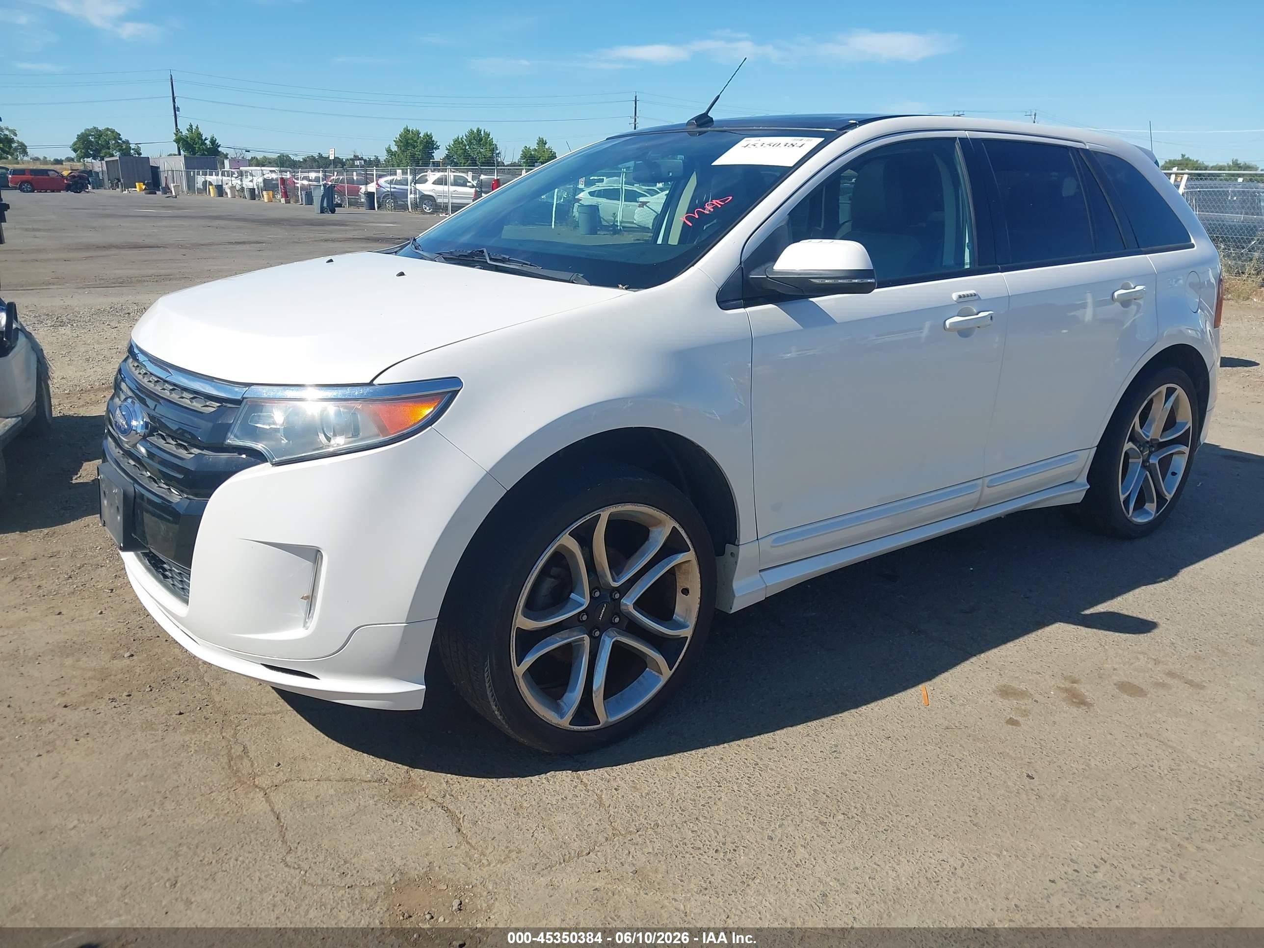 2014 Ford Edge Sport White vin: 2FMDK4AK2EBA62603
