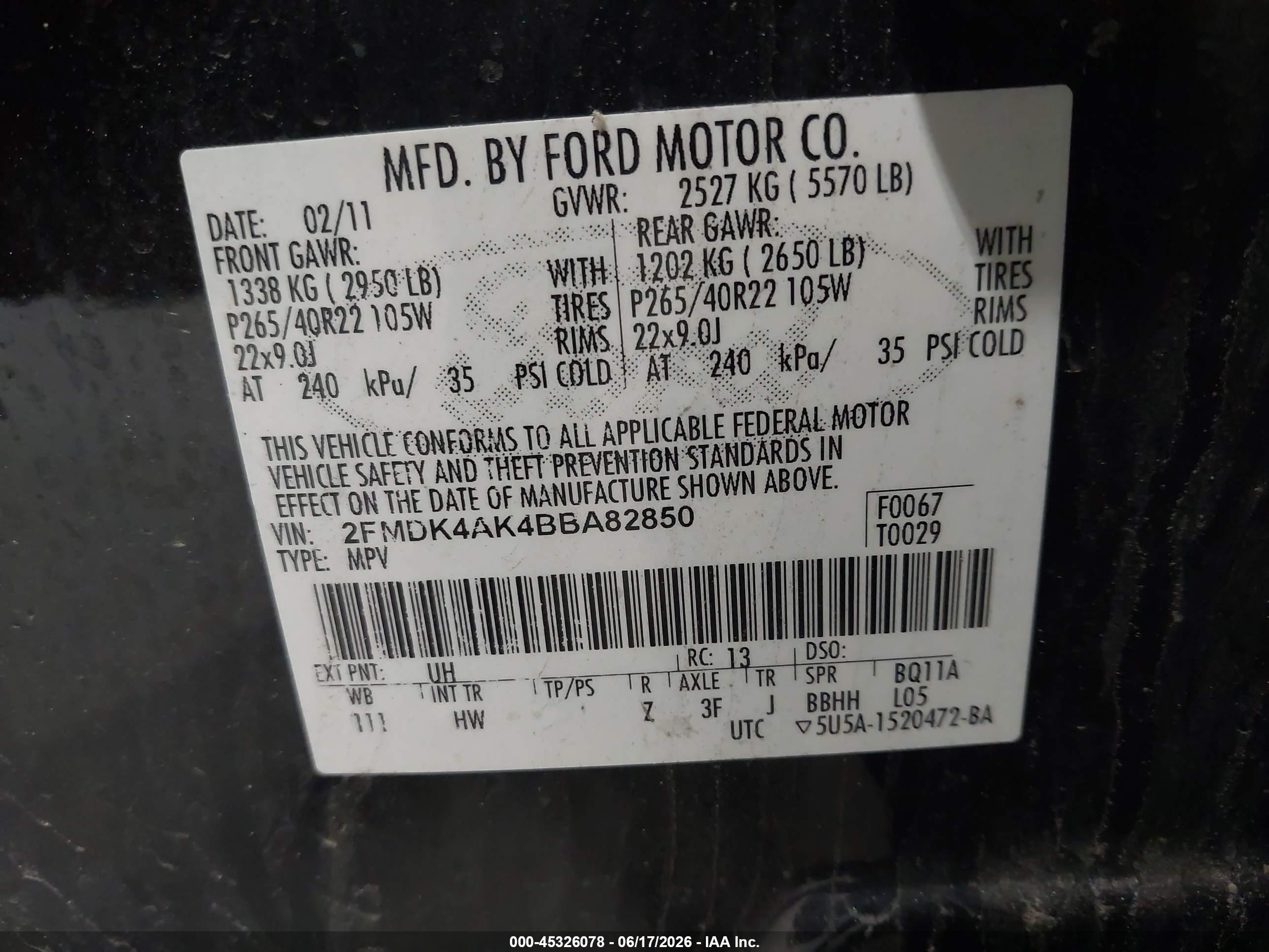 2011 Ford Edge Sport Black vin: 2FMDK4AK4BBA82850