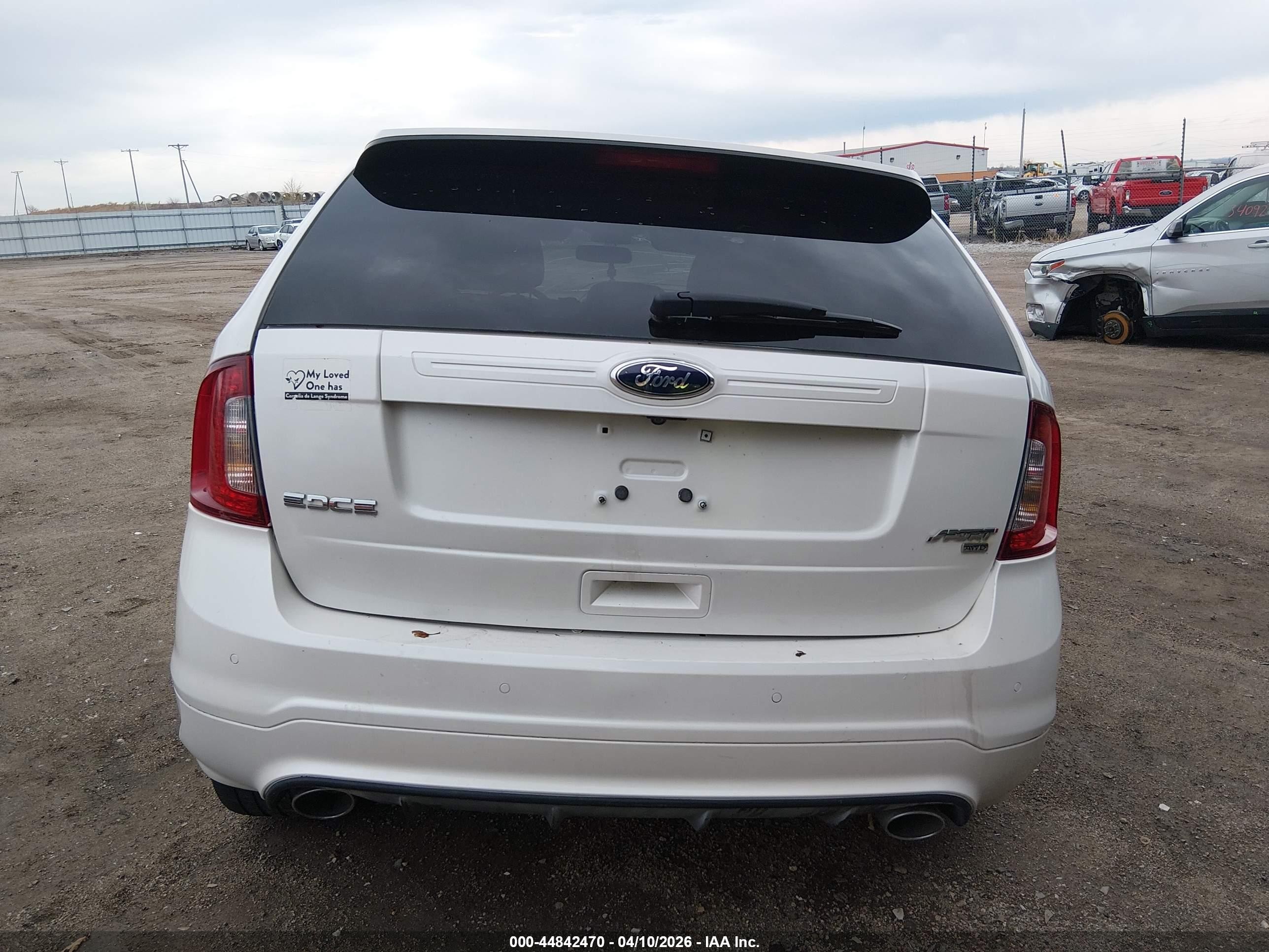 2013 Ford Edge Sport White vin: 2FMDK4AK5DBE16726