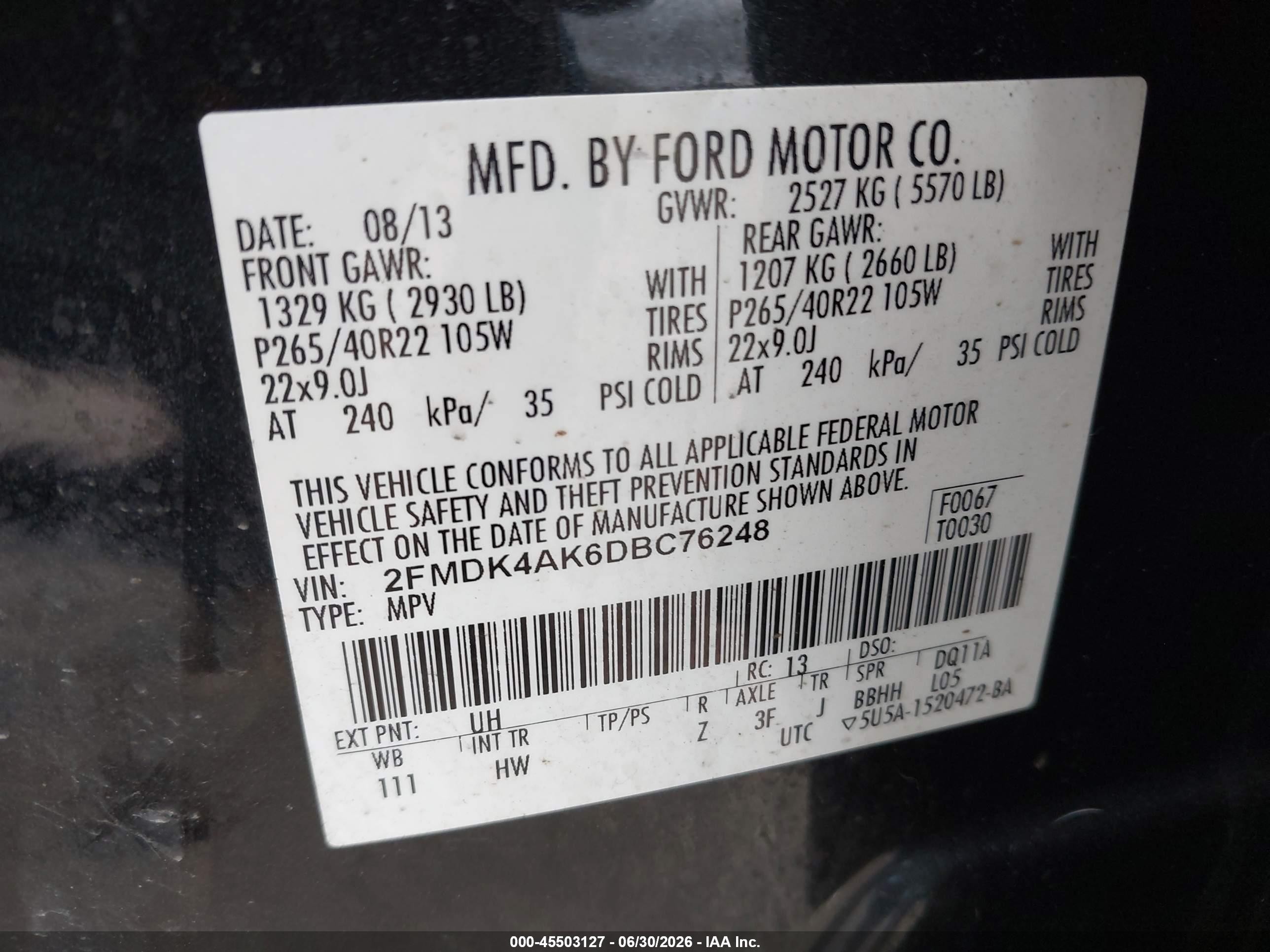 2013 Ford Edge Sport Black vin: 2FMDK4AK6DBC76248