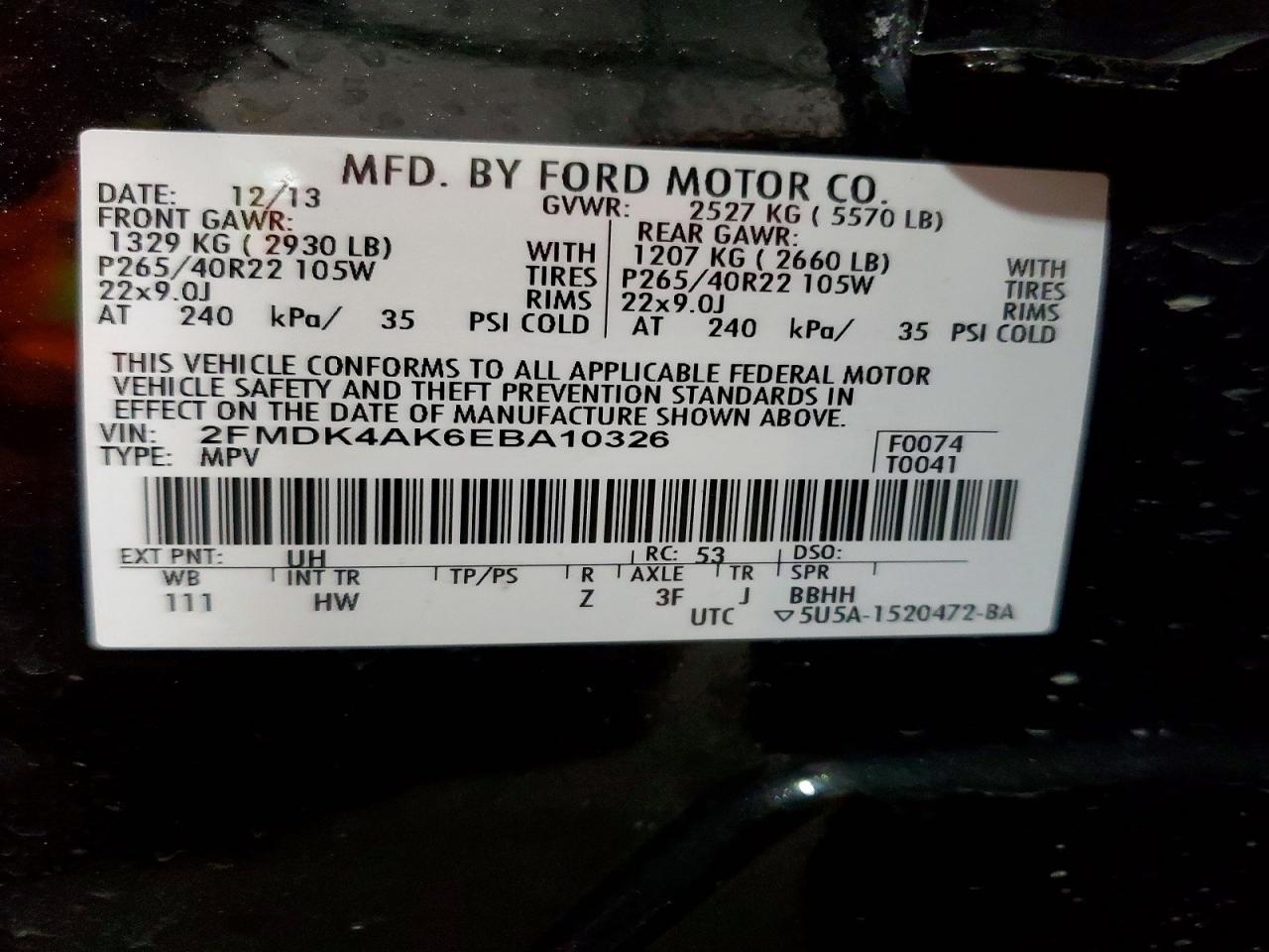 2014 Ford Edge Sport Black vin: 2FMDK4AK6EBA10326