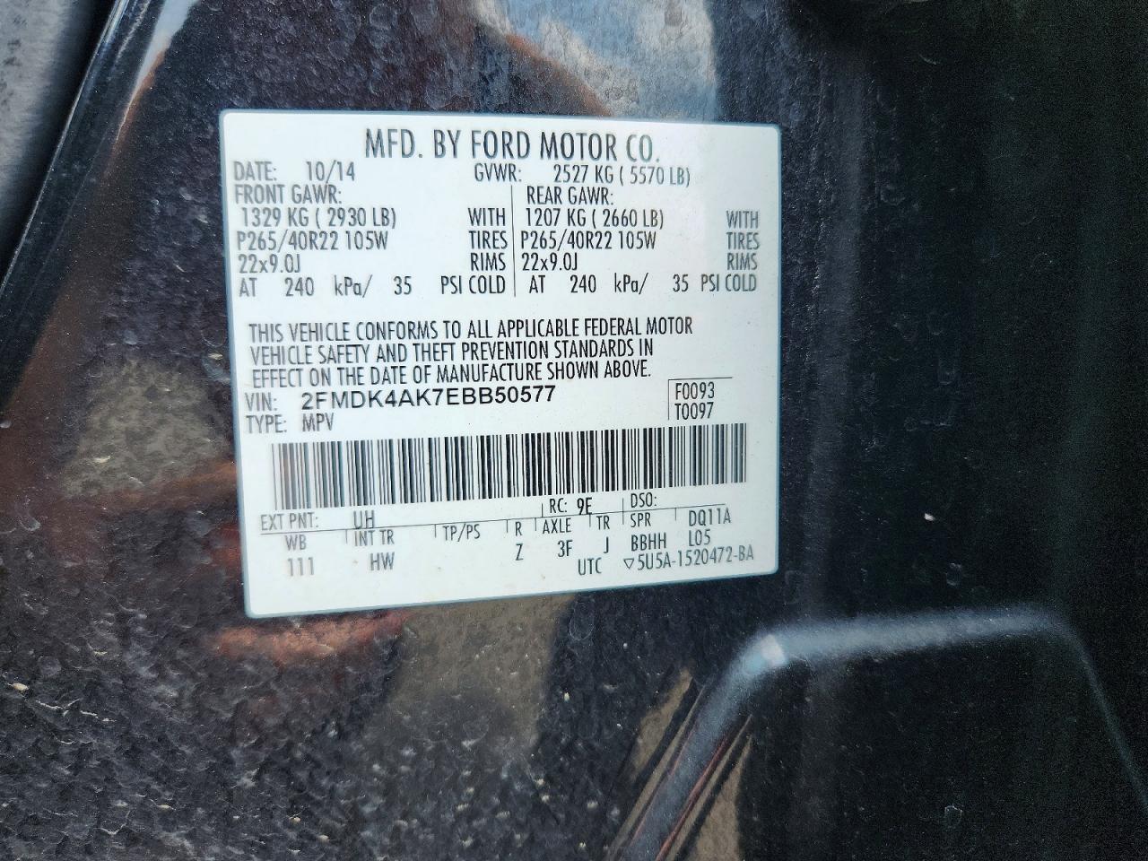 2014 Ford Edge Sport Black vin: 2FMDK4AK7EBB50577