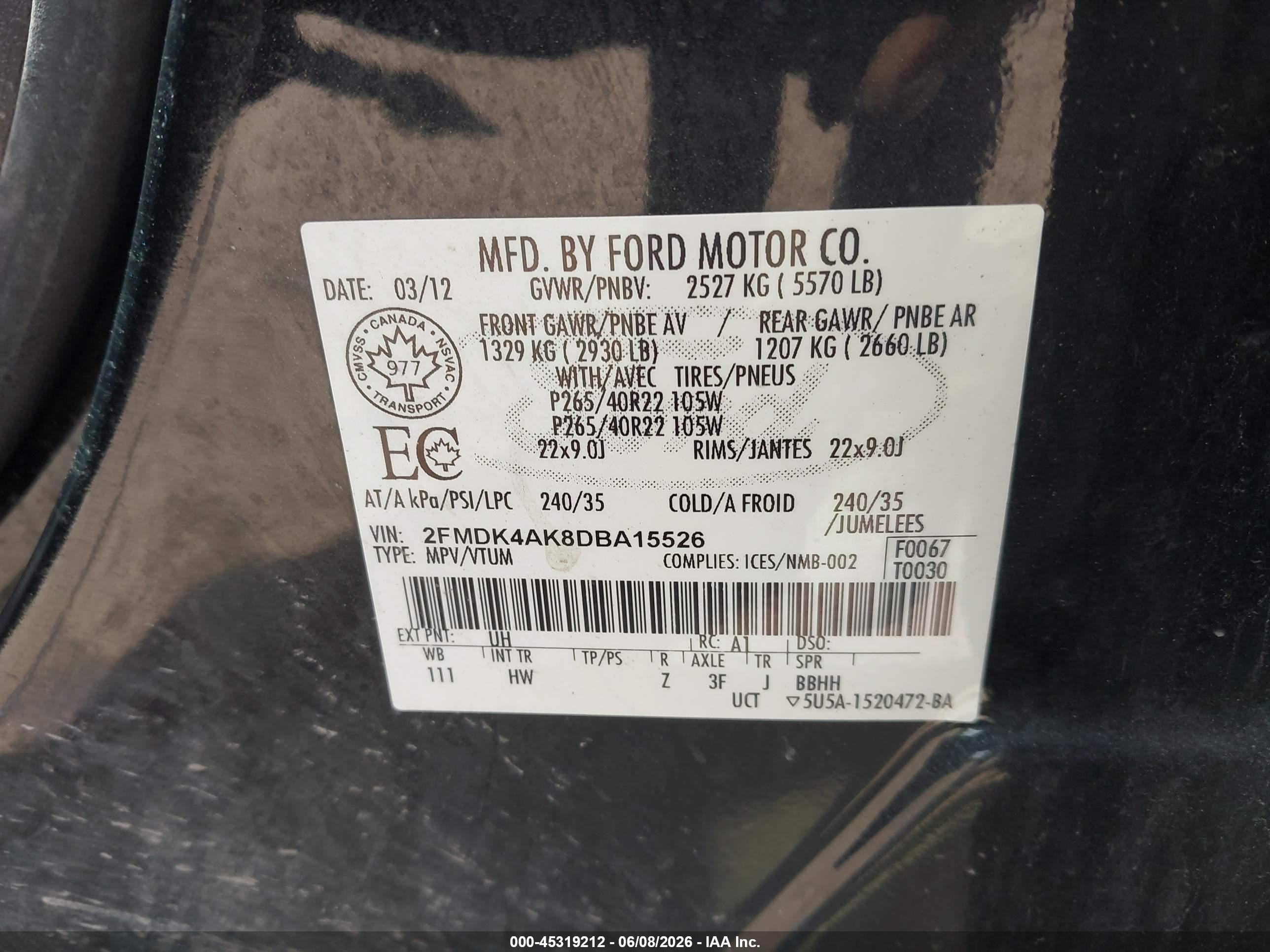 2013 Ford Edge Sport Black vin: 2FMDK4AK8DBA15526