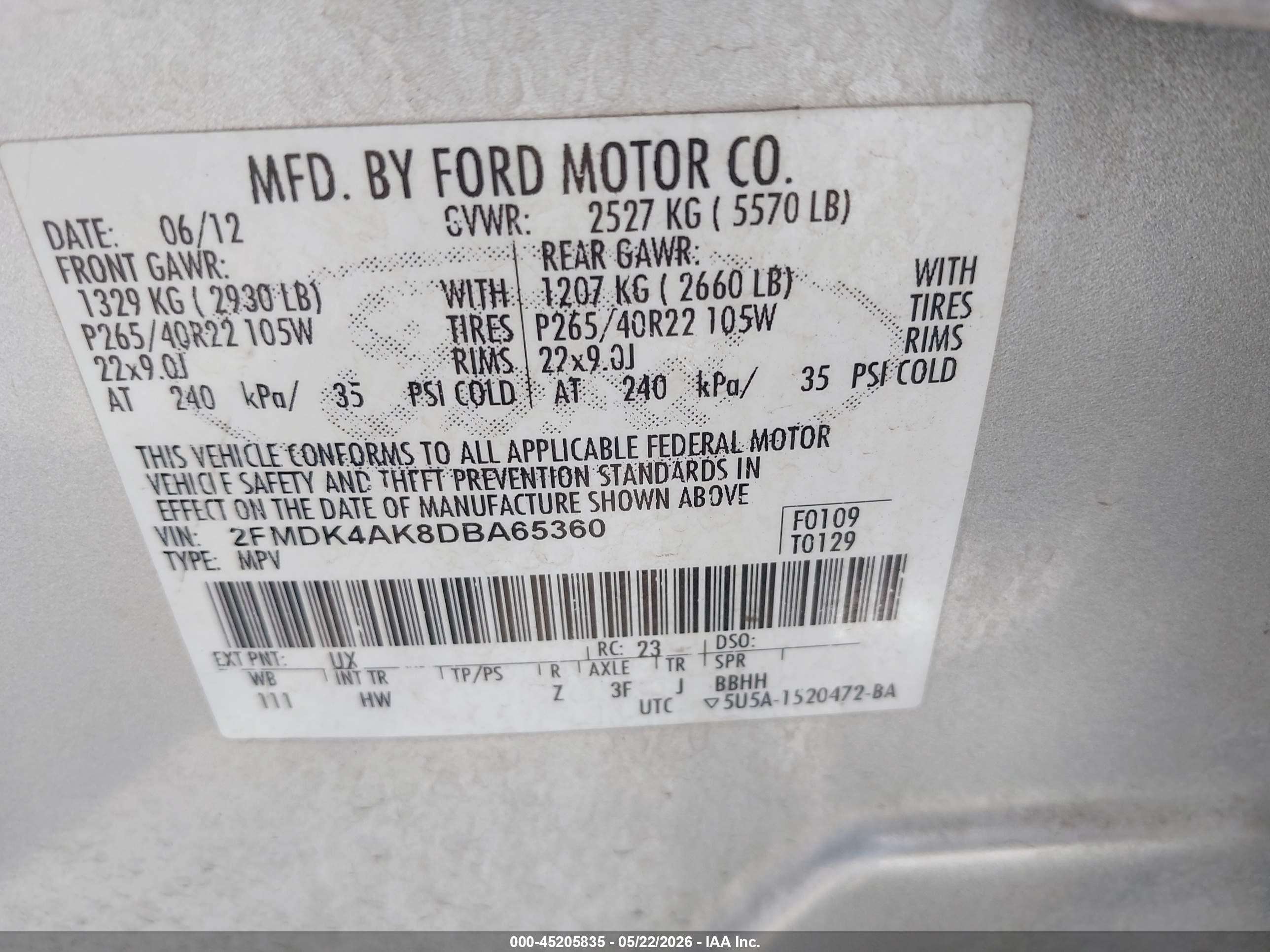2013 Ford Edge Sport Silver vin: 2FMDK4AK8DBA65360